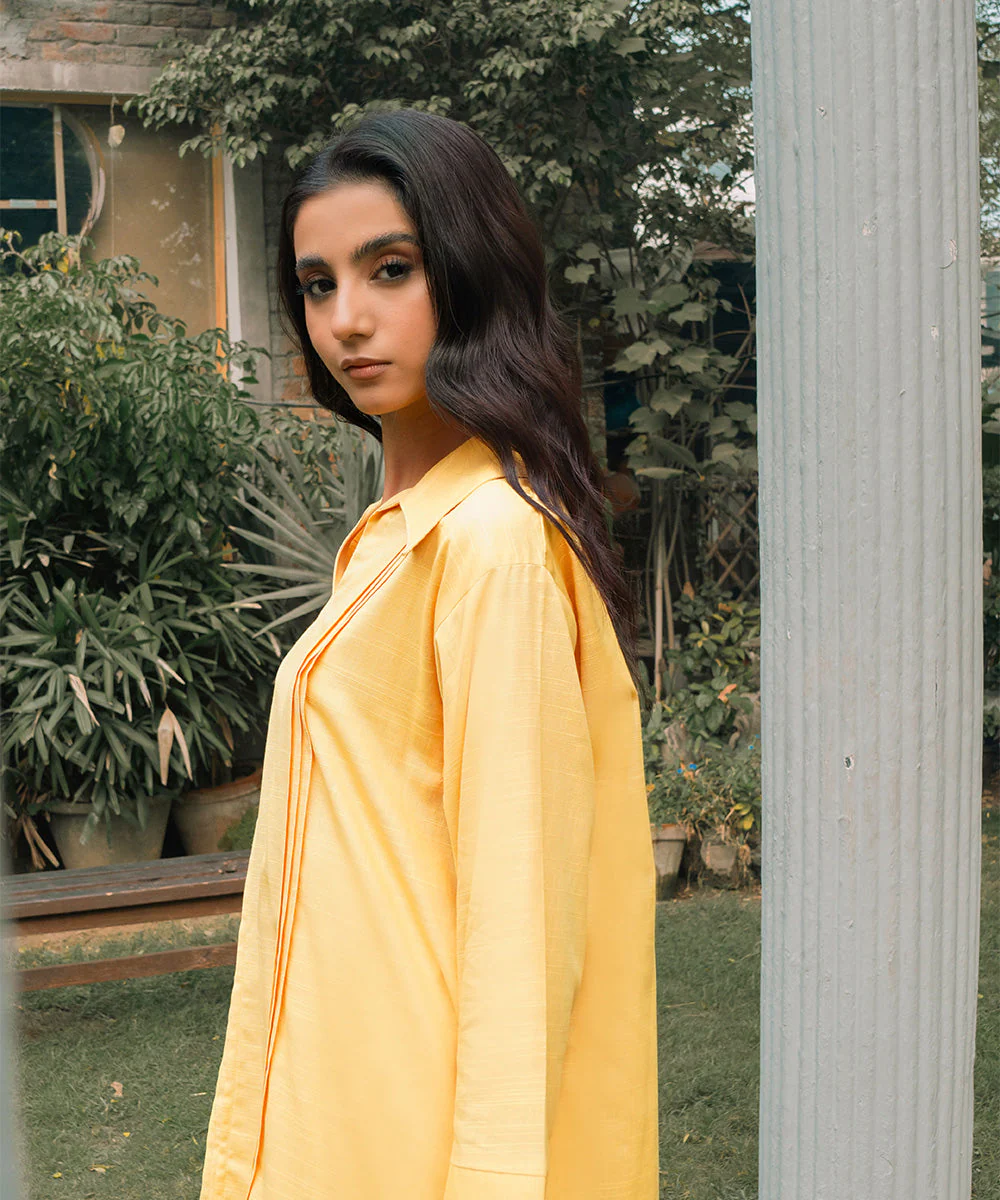 Rozmara By Kross Kulture Stitched 2PC - Khaddar Solid Suit Suit-0001257-XSM-YEL - Image 5