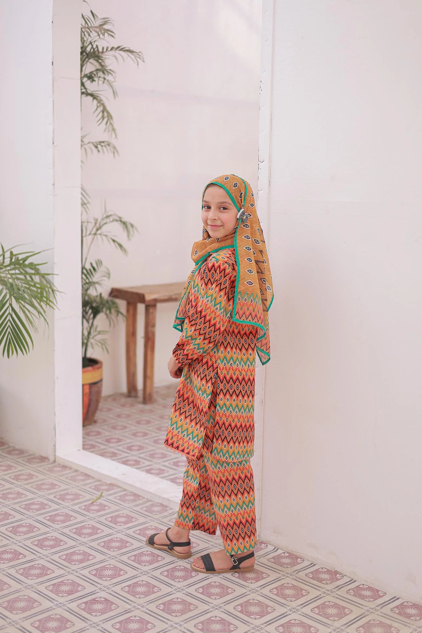 Shifa Girls By Suntex Stitched 3 Piece Printed Summer Kids Suit-SH-2551 - Image 3