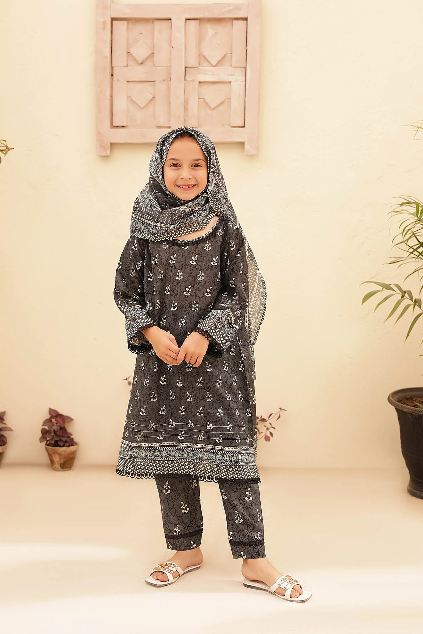 Shifa Girls By Suntex Stitched 3 Piece Printed Lawn Kids Suit-SH-2423