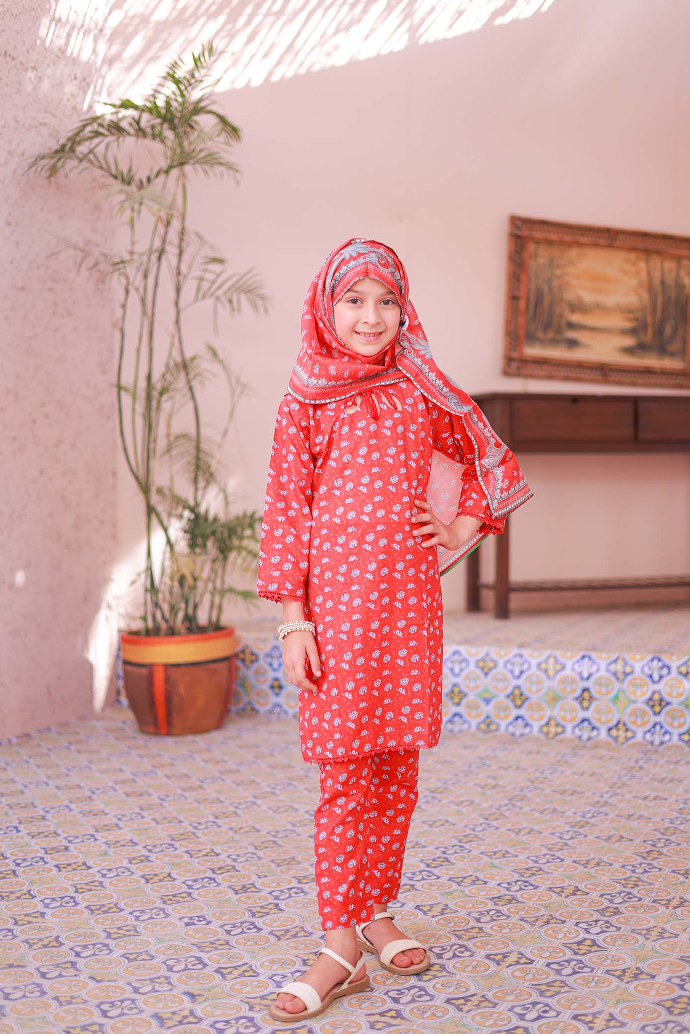 Shifa Girls By Suntex Stitched 3 Piece Emb Lawn Summer Kids Suit-SH-2513