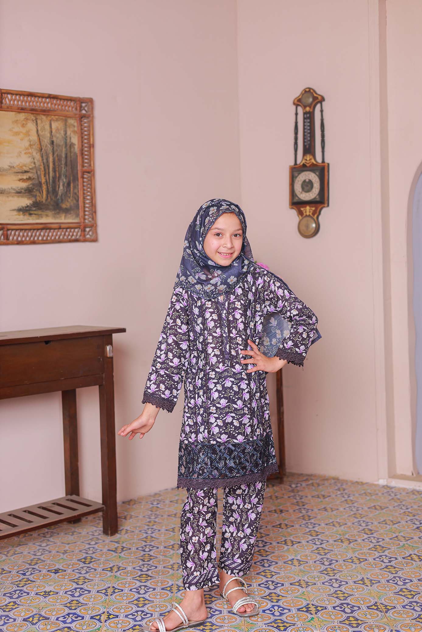 Shifa Girls By Suntex Stitched 3 Piece Emb Lawn Summer Kids Suit-SH-2521