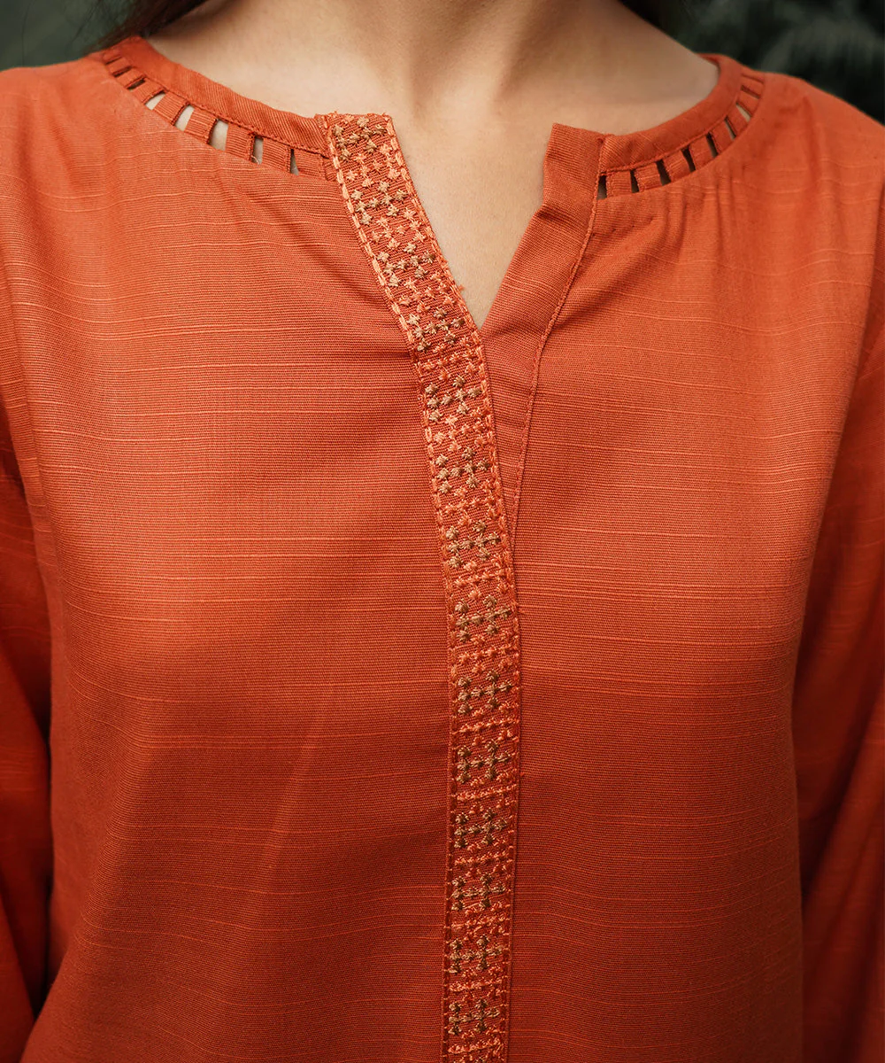 Rozmara By Kross Kulture Stitched 2PC - Khaddar Solid Suit Suit-0001206-XSM-Rut - Image 5