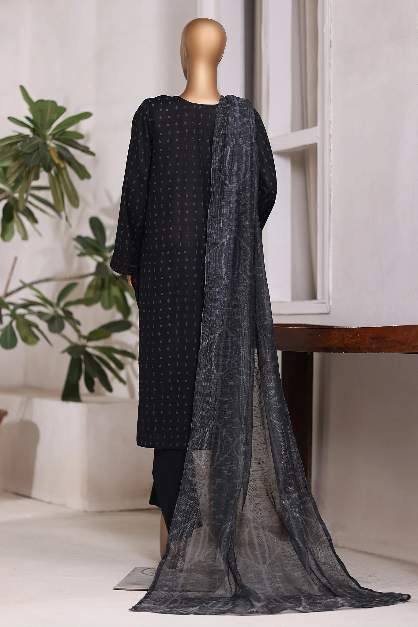 Khombi Stitched 3 Piece Luxury Cotton Suit-134-IB-Ithan Black Arrow - Image 3