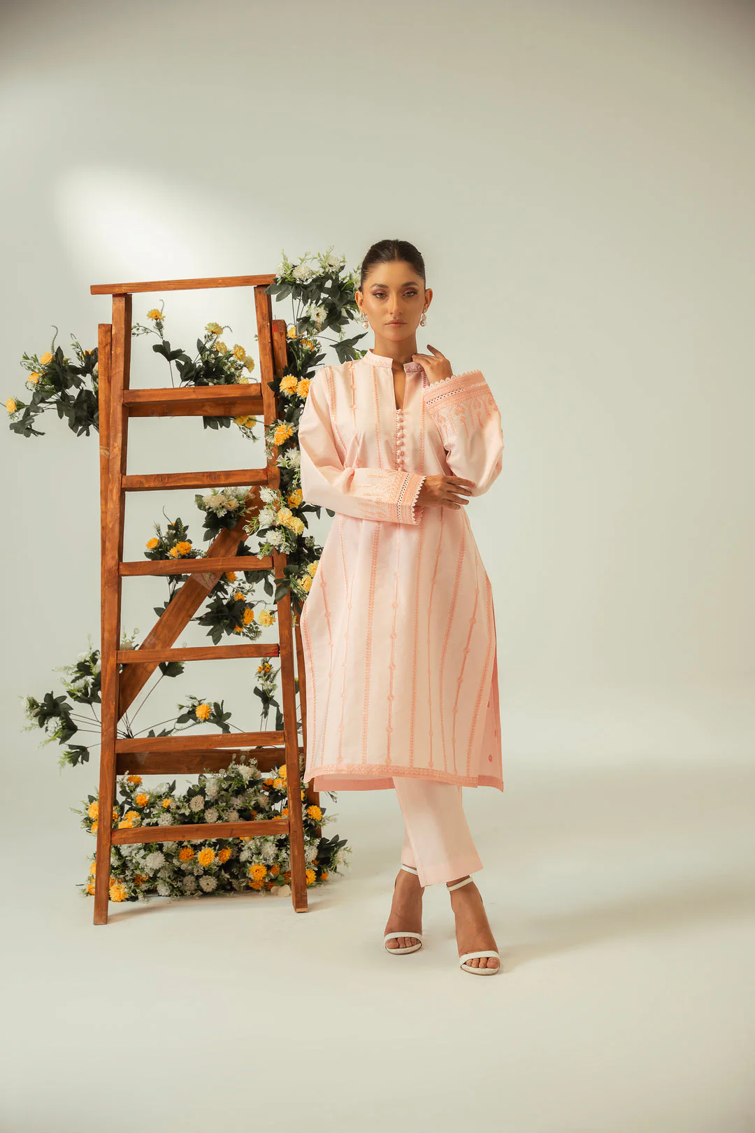 Serene By Zouj Stitched Co Ords Emb Cotton Suit-Pink