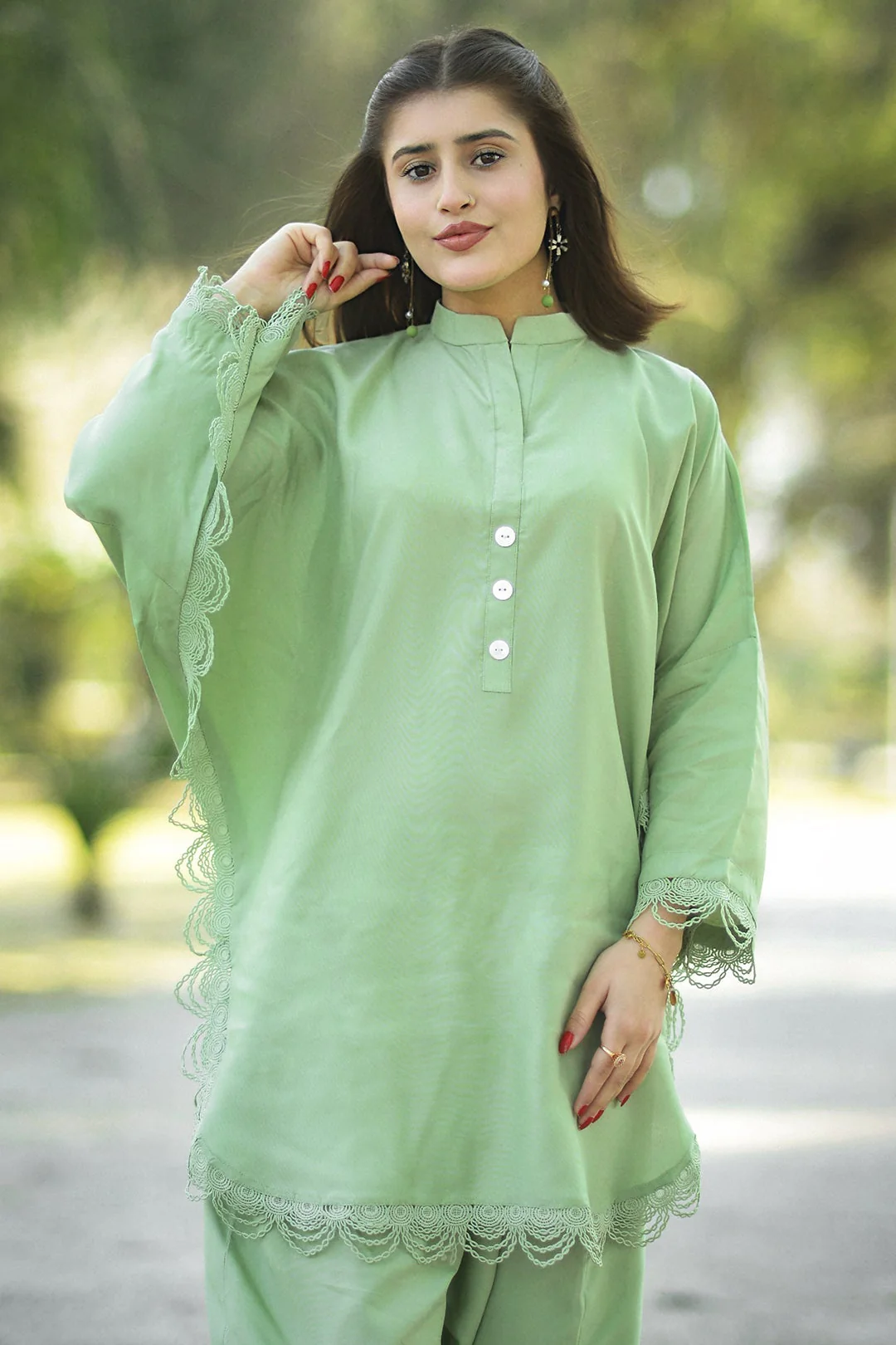 Urban Cut 2 Piece Cotton Embellished Co- Ord Set - Image 2