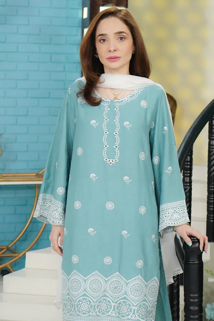 Urban Cut 2 Piece Cotton Dobby Chikankaari Embroidered Suit - Image 2