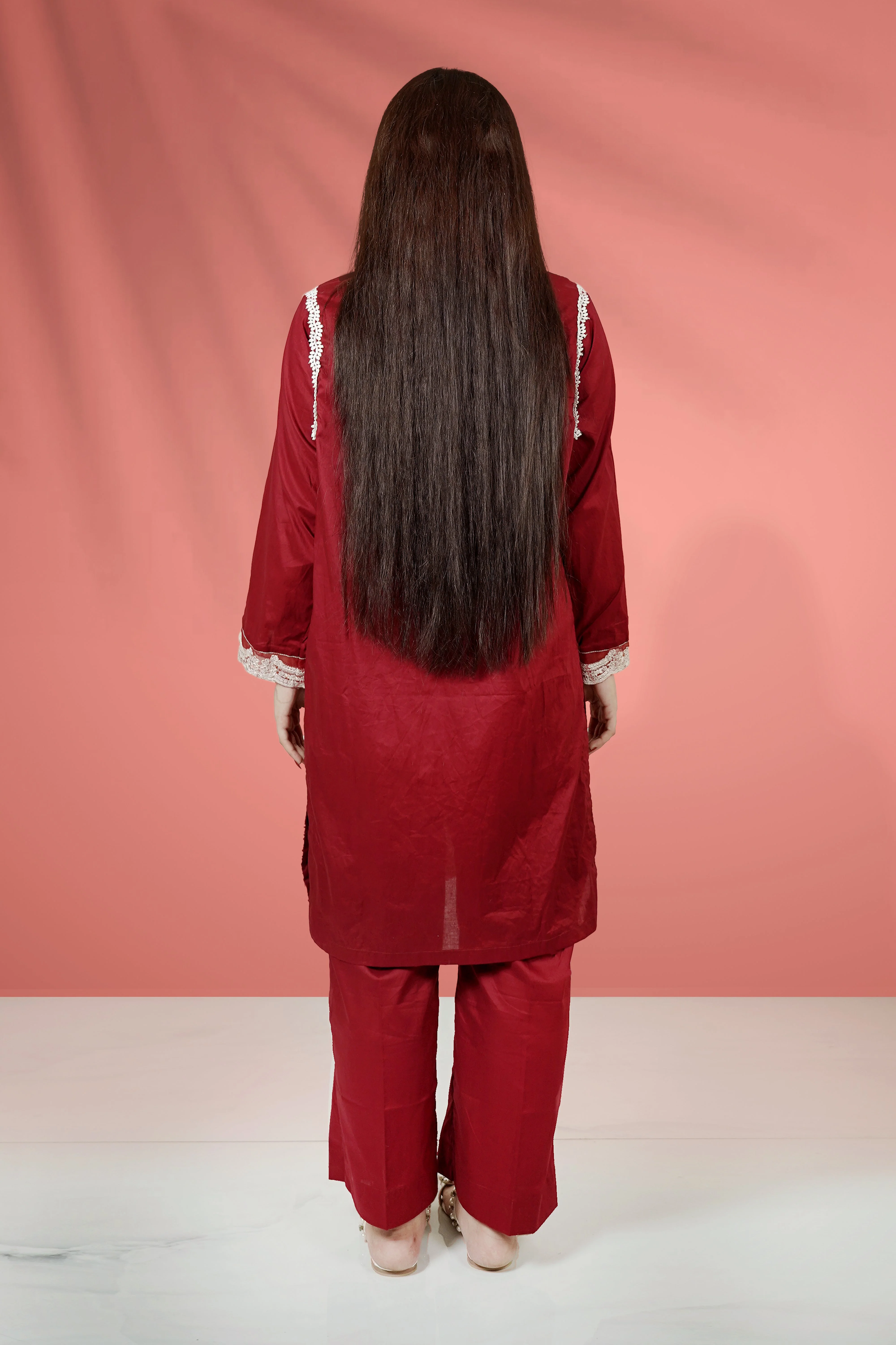 Urban Cut 2 Piece Cotton Embroidered Suit - Image 4