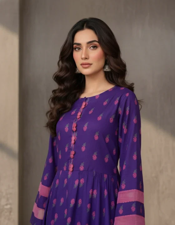 Urban Cut 2 Piece Cotton Printed Dress - Image 2