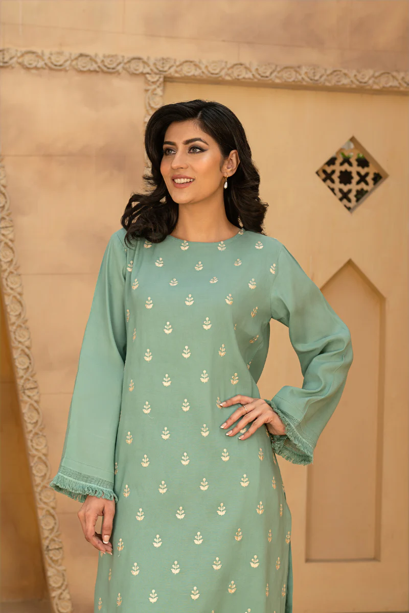 MYAURA Stitched 2 Piece Viscose Collection- Mint Green - Image 3