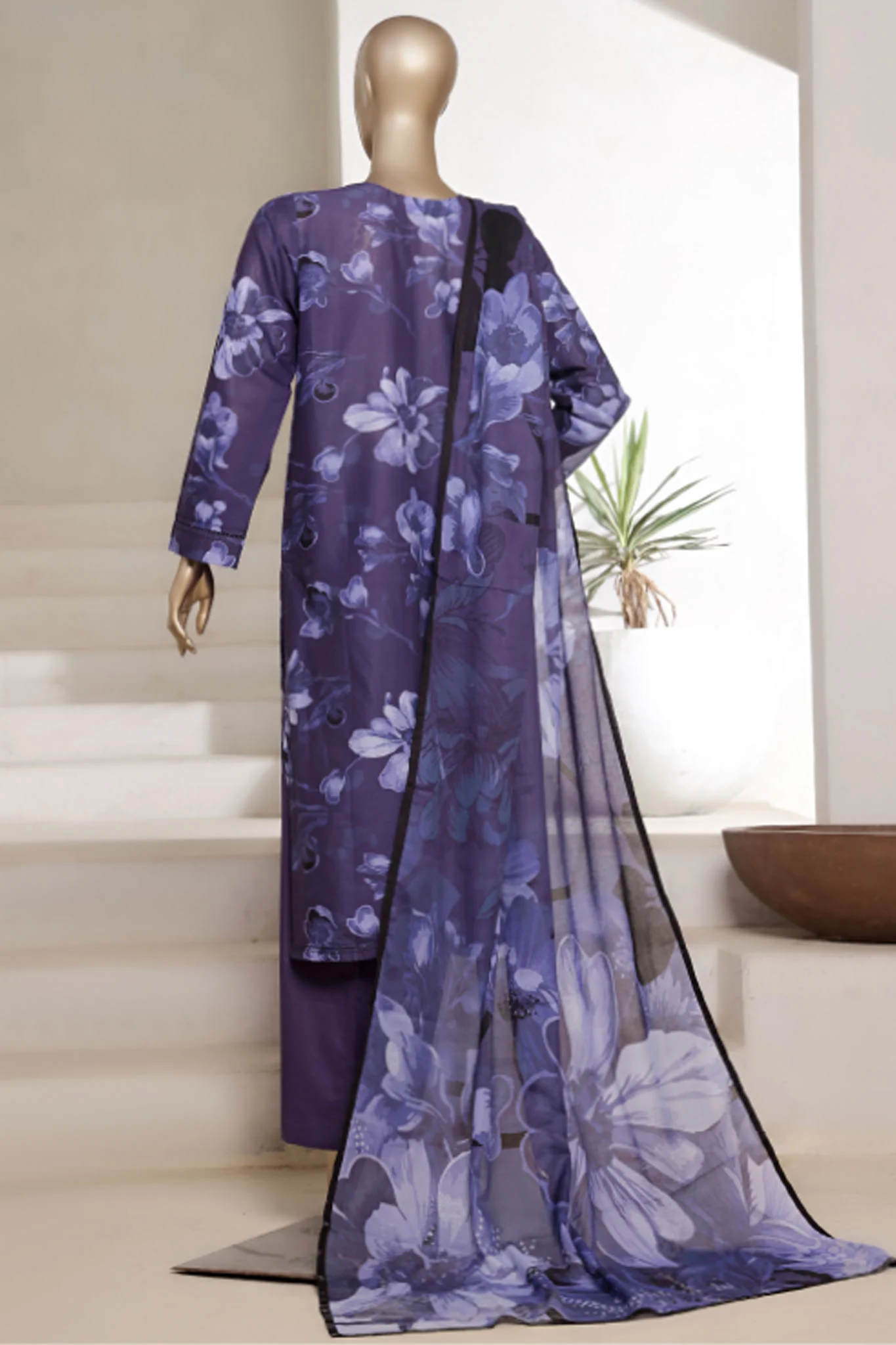 Sada Bahar Stitched 3 Piece Printed Cambric Vol-01 Suit-248-BLUE - Image 3