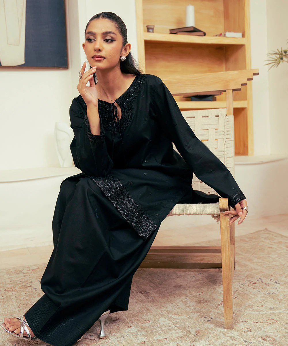 Vasl Pre Winter By Kross Kulture Stitched 2PC - Embroidered Cambric Suit Suit-0001728-SML-BLK - Image 5