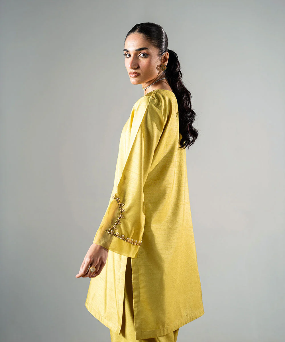 Zarqash By Kross Kulture Stitched 2PC - Raw Silk Suit Suit-0001858-XSM-OLI - Image 4