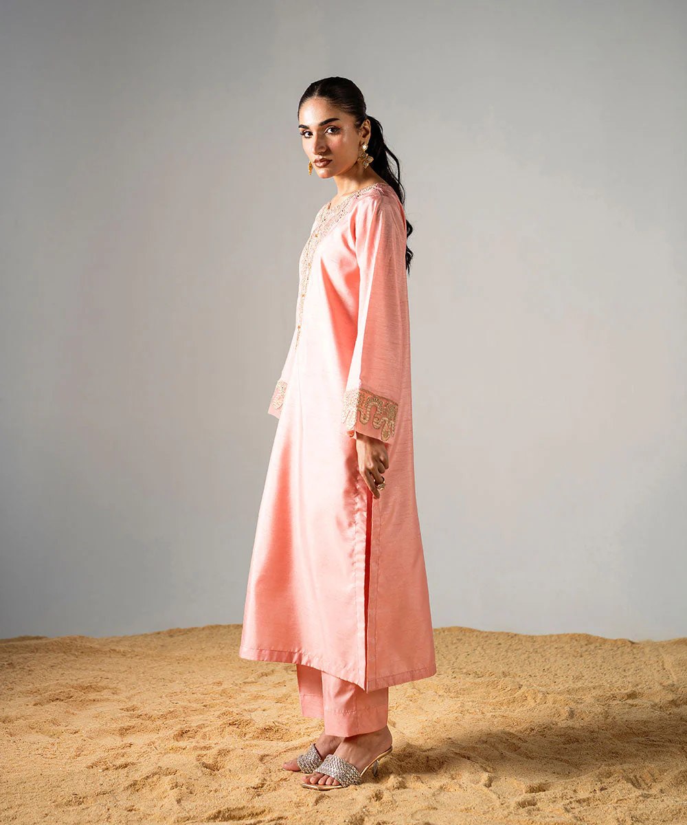 Zarqash By Kross Kulture Stitched 2PC - Raw Silk Suit Suit-0001859-XSM-CRL - Image 2