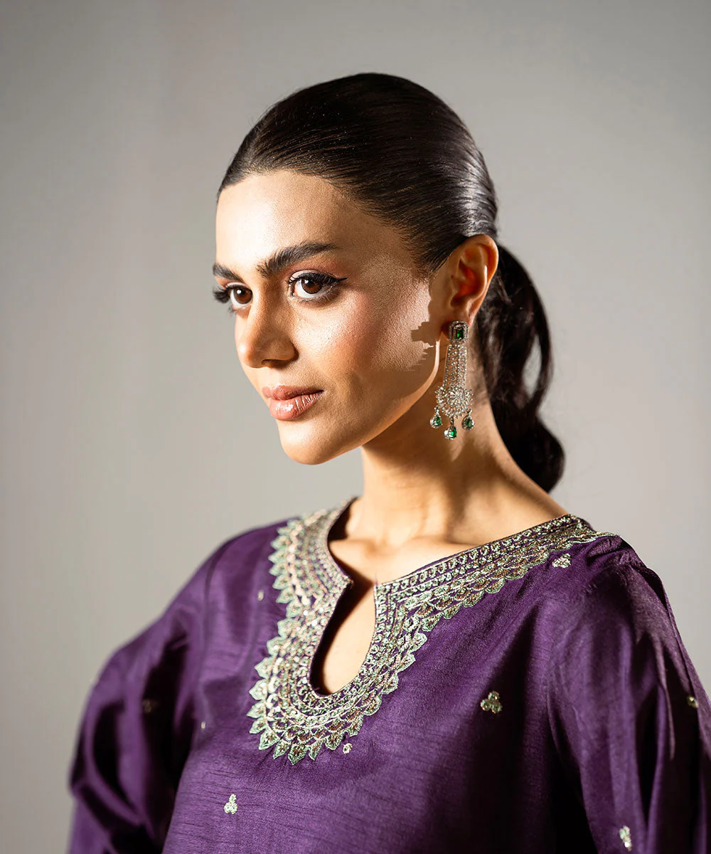 Zarqash By Kross Kulture Stitched 2PC - Raw Silk Suit Suit-0001860-XSM-PLM - Image 7