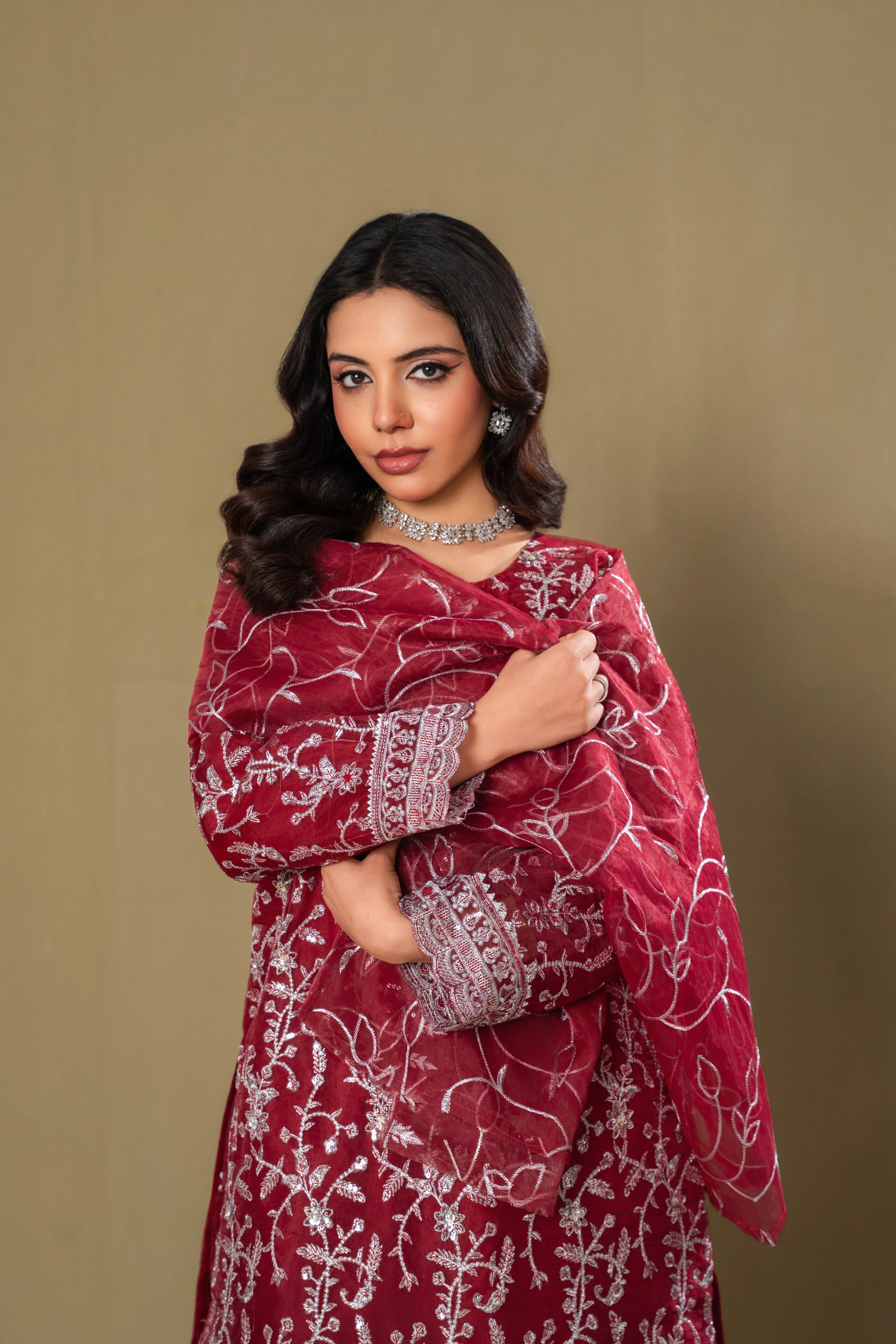 Midway Arts Stitched 3 Piece Formals Suit-3-pc-chiffon-gharara-set - Image 6