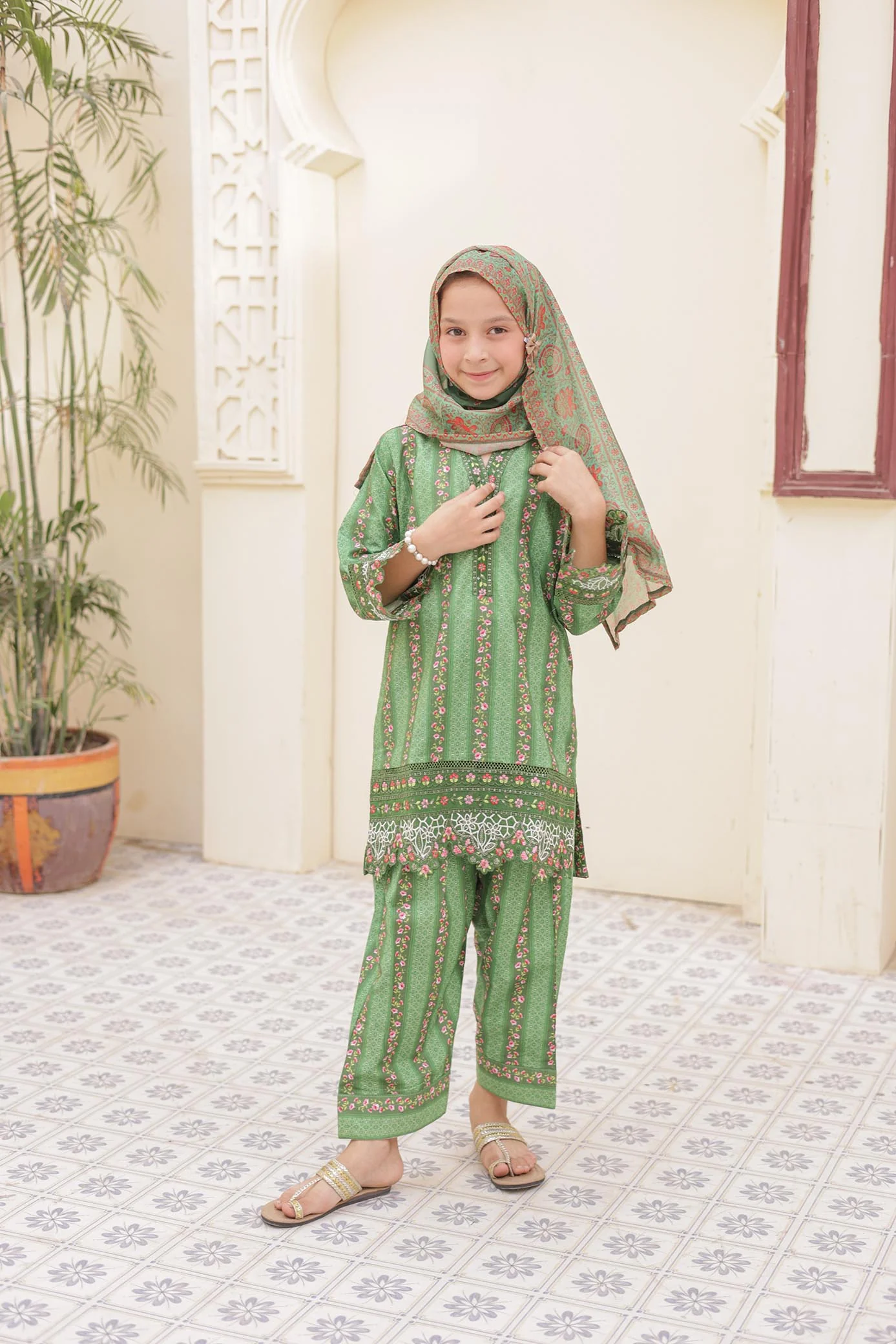 Shifa Girls By Suntex Stitched 3 Piece Emb Chikankari Kids Suit-SH-2562