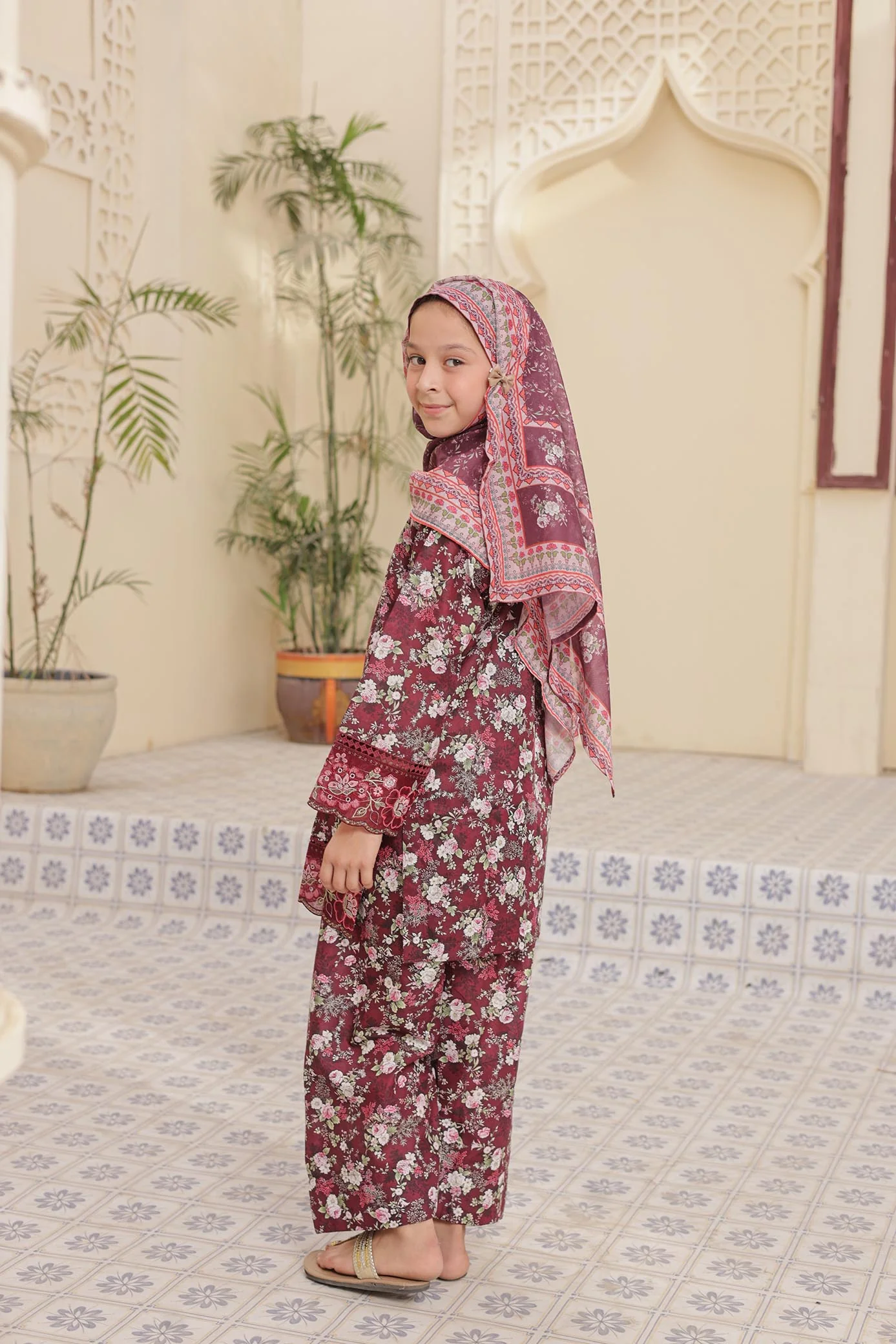 Shifa Girls By Suntex Stitched 3 Piece Emb Chikankari Kids Suit-SH-2565 - Image 3