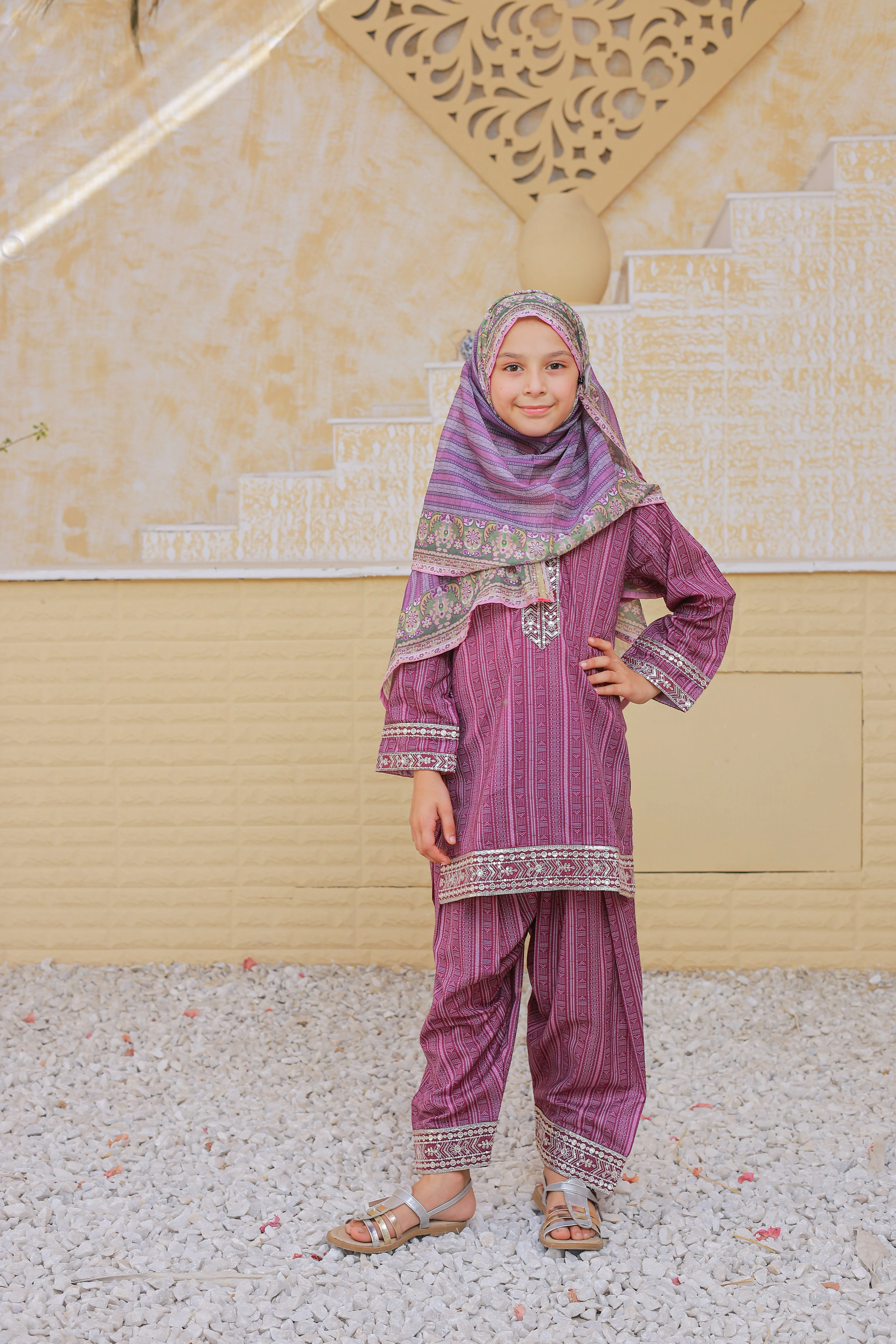 Shifa Girls By Suntex Stitched 3 Piece Emb Chikankari Kids Suit-SH-2561