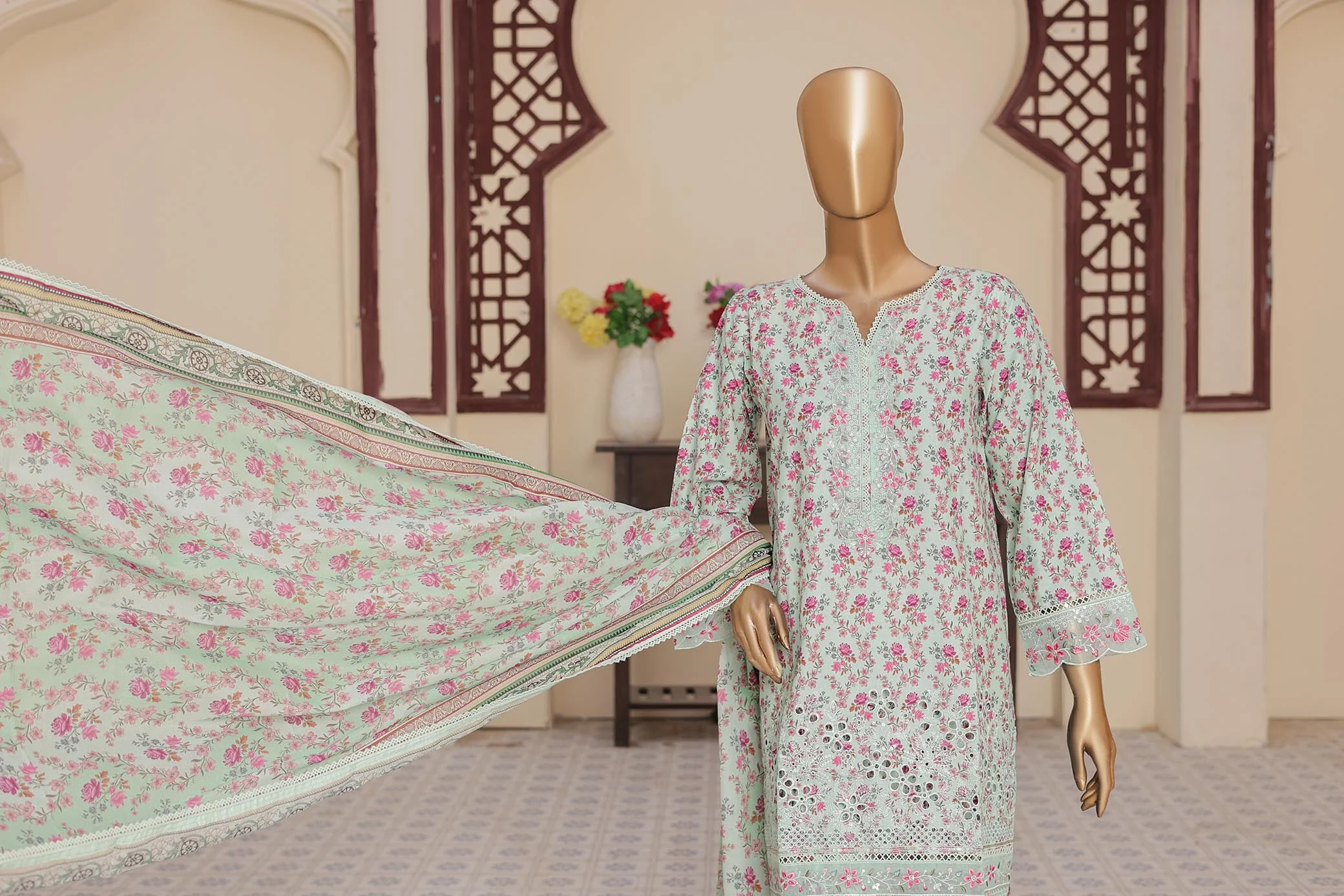 Oswah By Suntex Stitched 3 Piece Emb Chikankari Suit-OS-2566 - Image 2