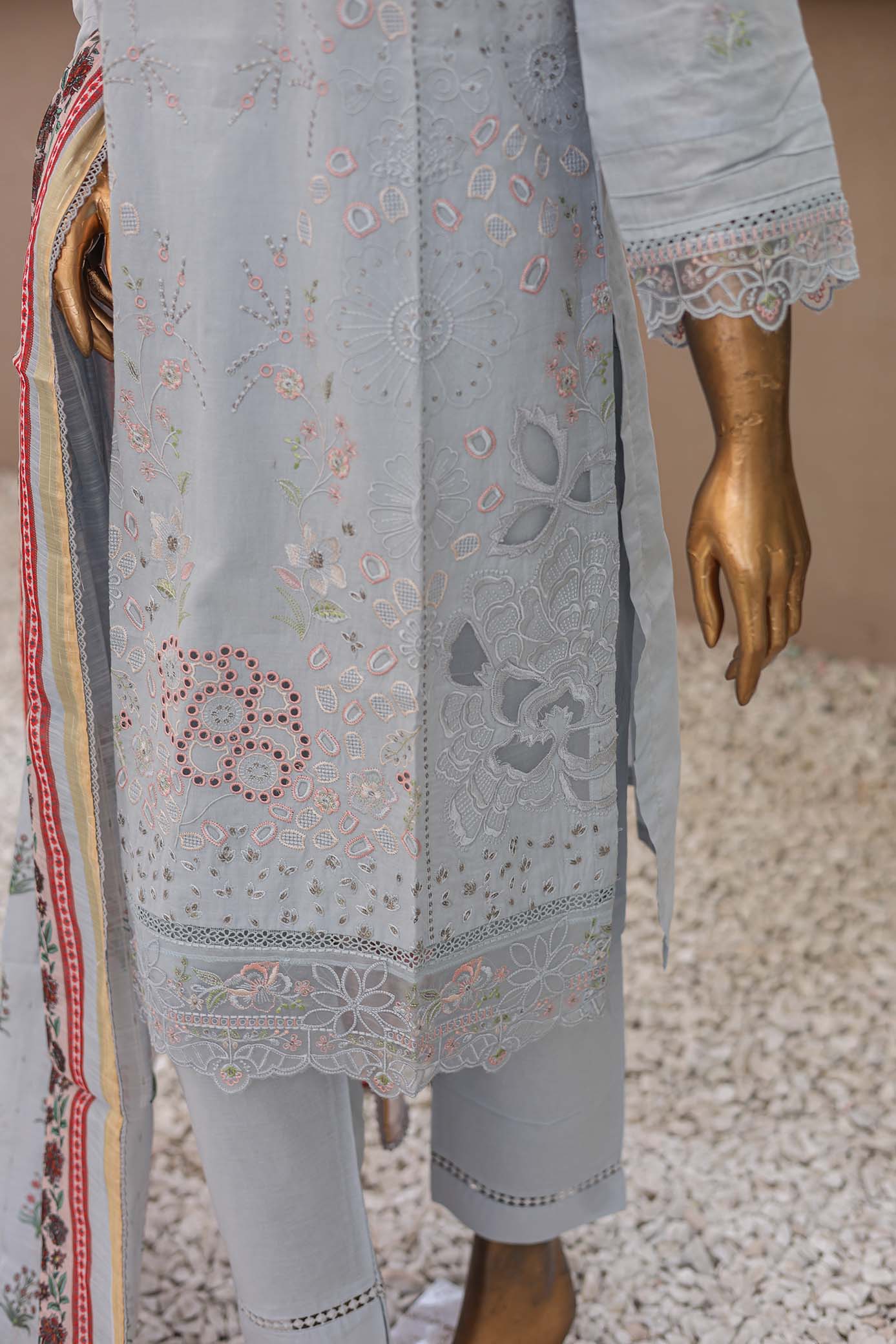 Oswah By Suntex Stitched 3 Piece Dyed Emb Soft Cotton Suit-OS-2503 - Image 3