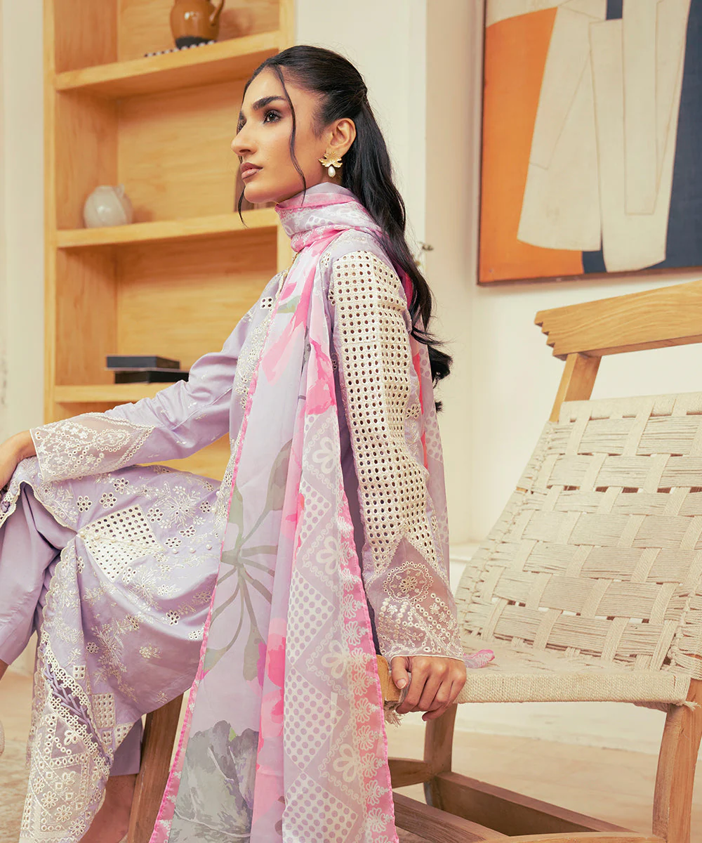 Vasl Pre Winter By Kross Kulture Stitched 3PC - Embroidered Cambric Suit Suit-0001695-SML-Lac - Image 6