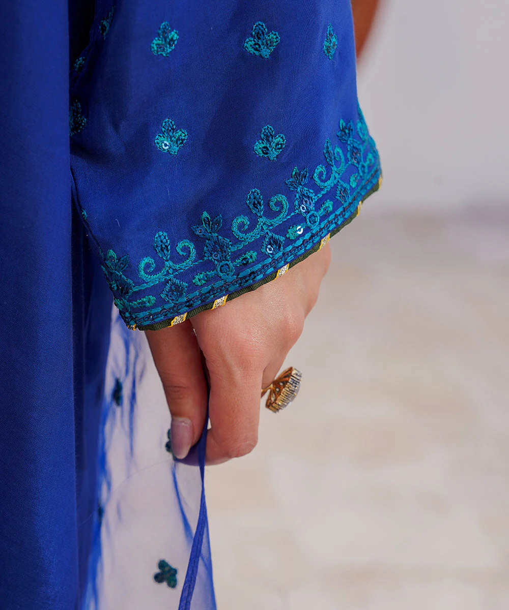 Zarish By Kross Kulture Stitched 3 Piece Viscose Summer Vol-2 Suit-0002009-SML-BLU - Image 5