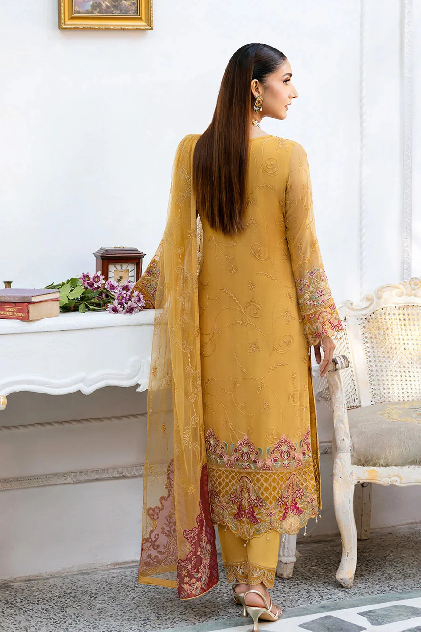Chevron by Ramsha Unstitched 3 Piece Formals Vol-10 Suit-A-1004 - Image 3