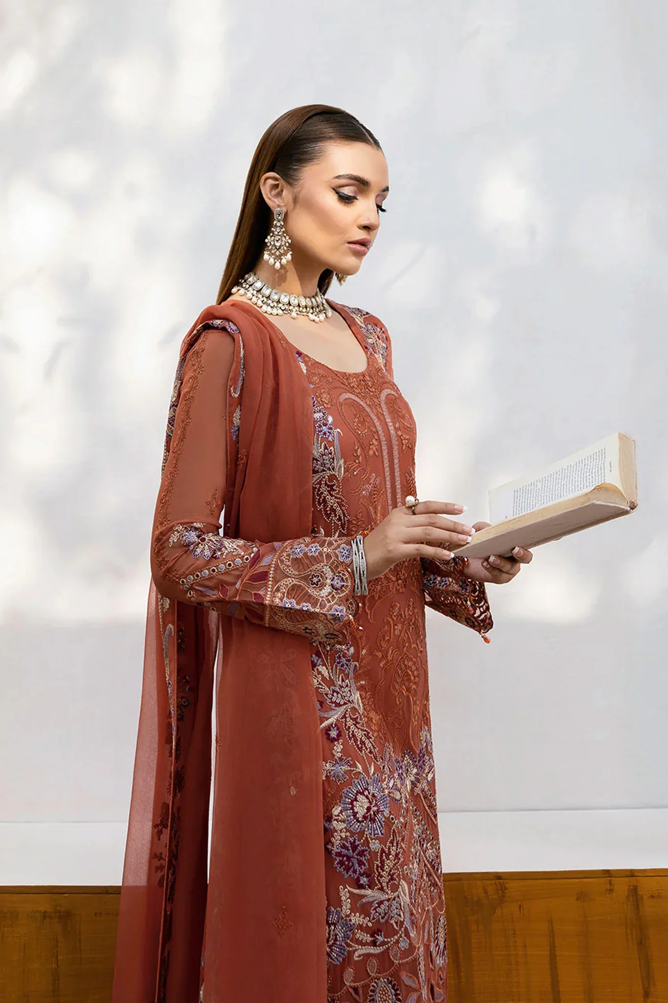 Chevron by Ramsha Unstitched 3 Piece Formals Vol-10 Suit-A-1007 - Image 4