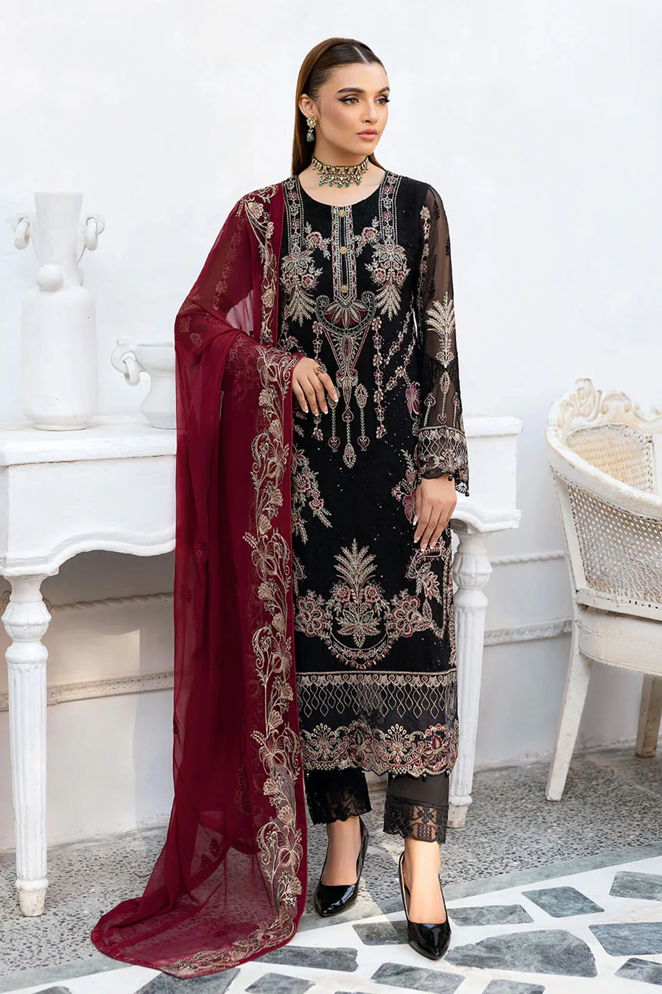 Chevron by Ramsha Unstitched 3 Piece Formals Vol-10 Suit-A-1008