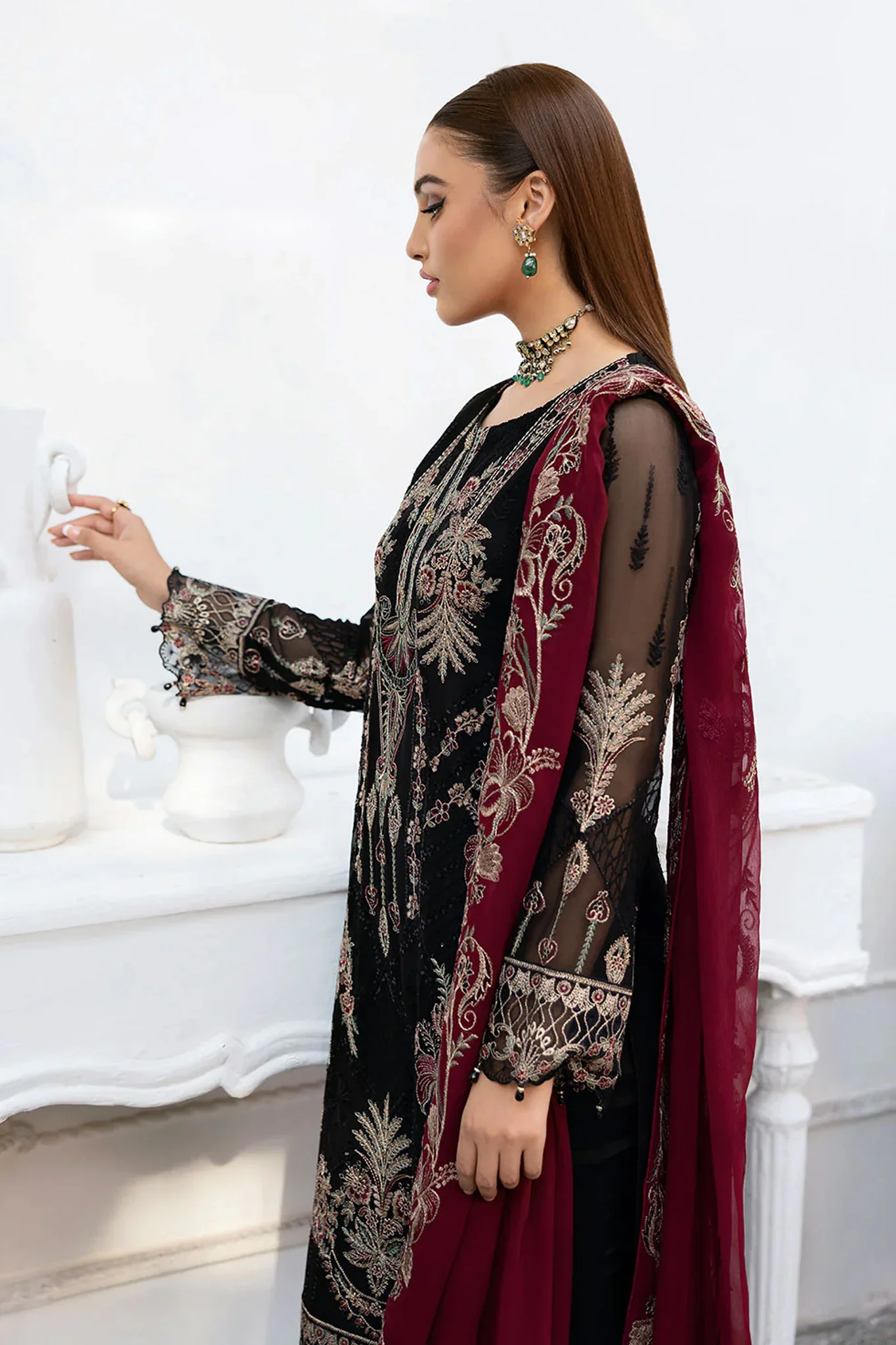 Chevron by Ramsha Unstitched 3 Piece Formals Vol-10 Suit-A-1008 - Image 3