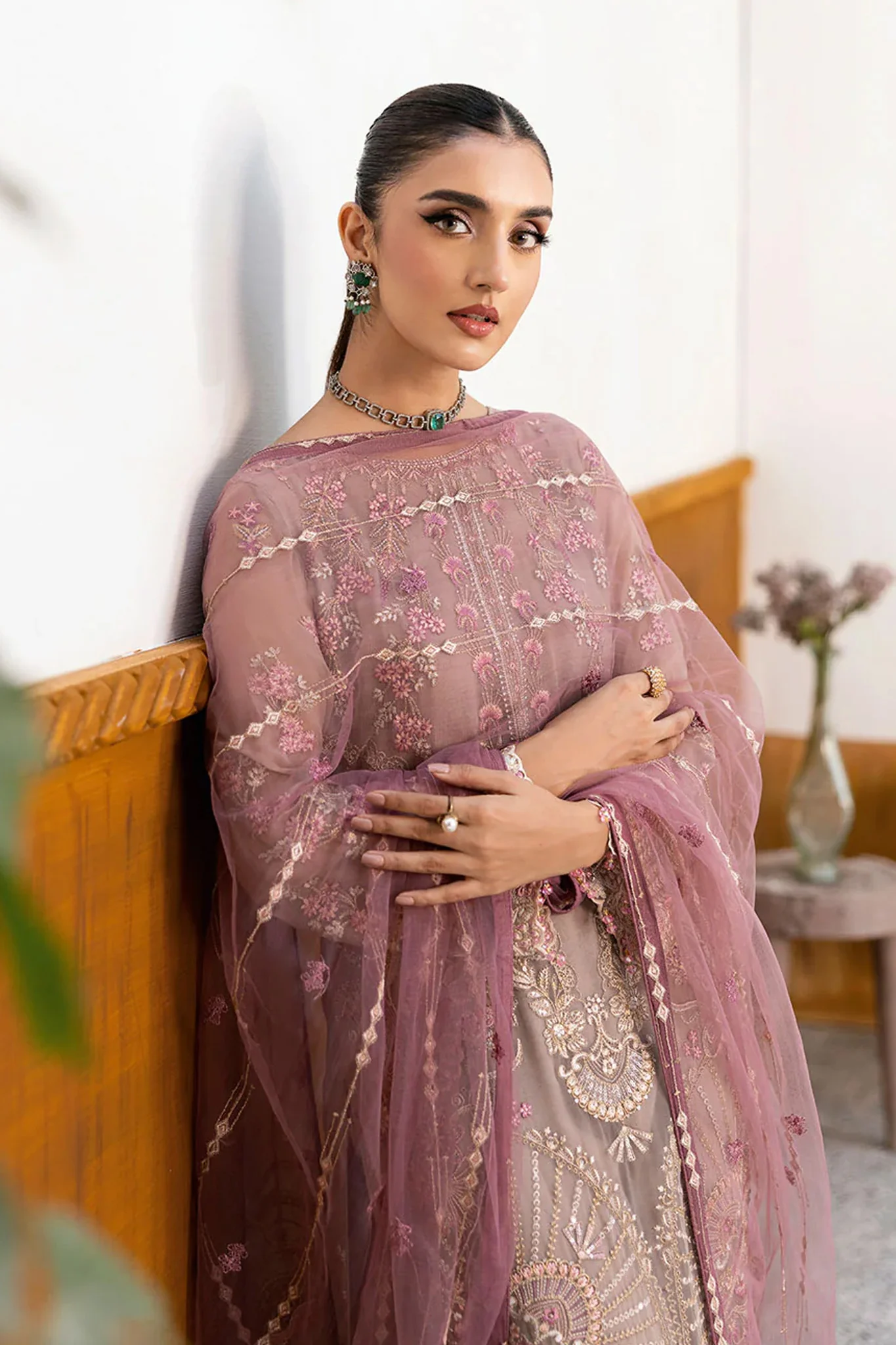 Chevron by Ramsha Unstitched 3 Piece Formals Vol-10 Suit-A-1009 - Image 2