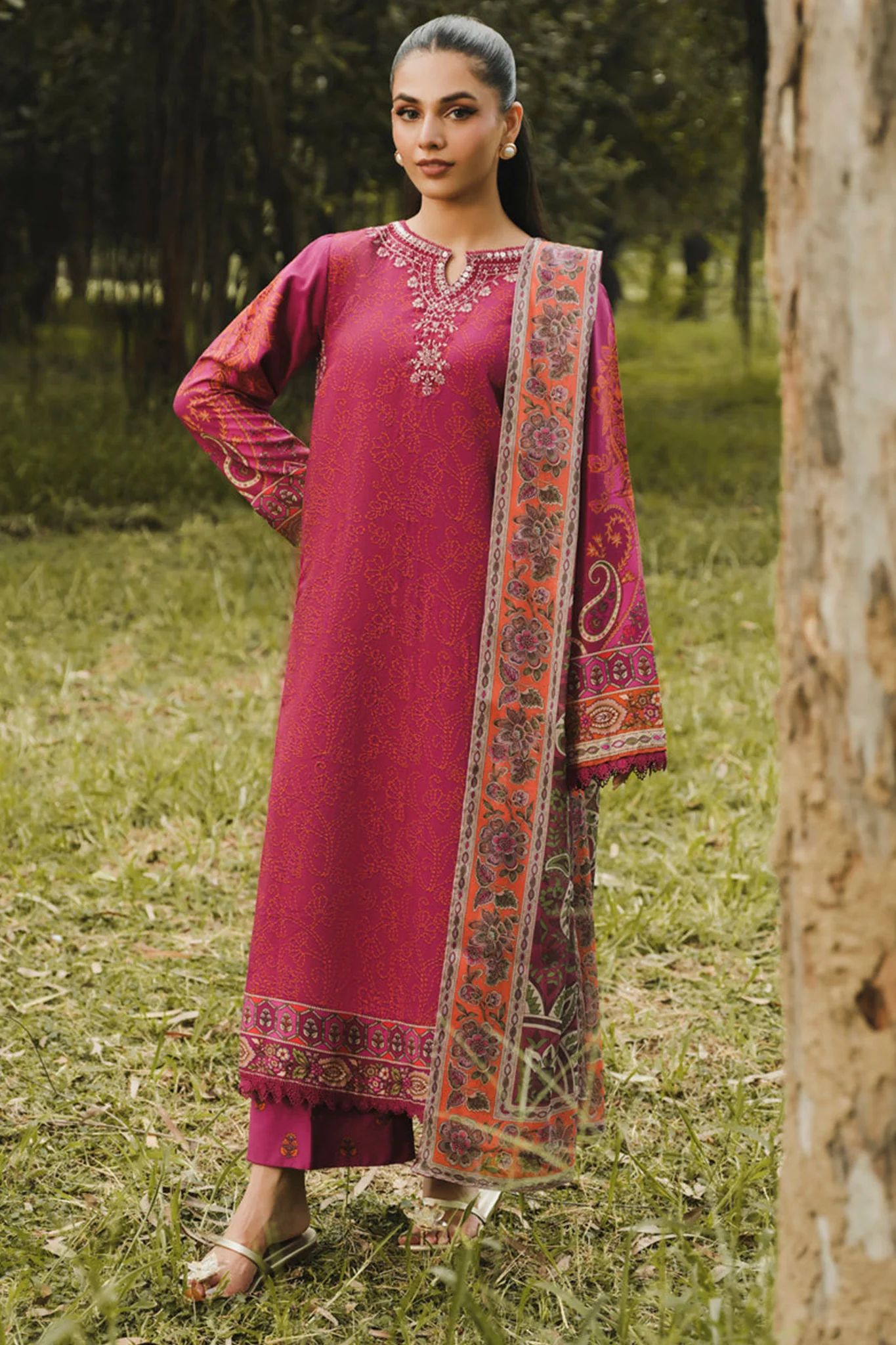 A Whimsical by Xenia Unstitched 3 Piece Winter Suit-09-Inca - Image 2