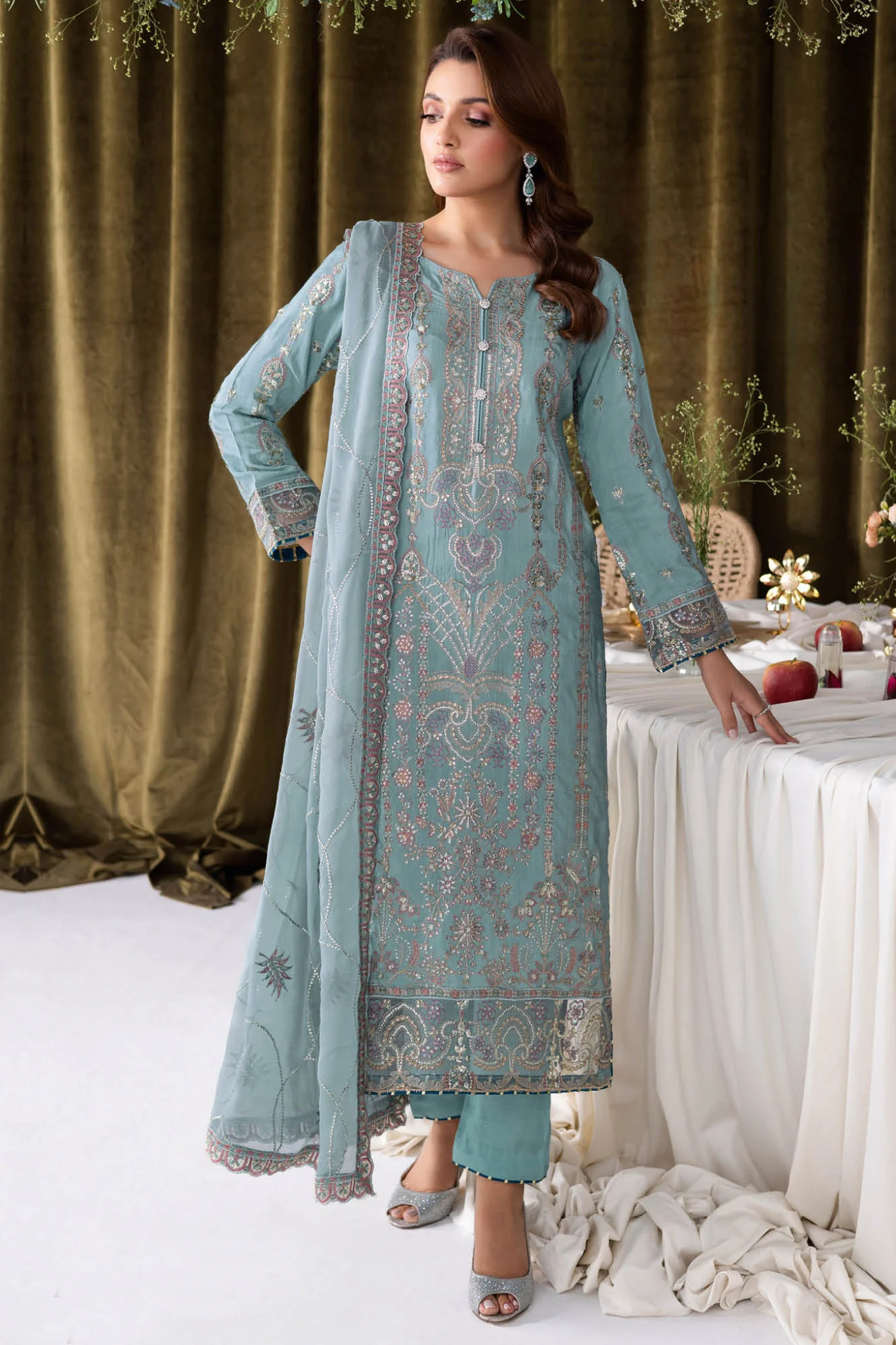 Aangan by Ramsha Unstitched 3 Piece Luxury Raw Silk Vol-01 Suit-AA-109
