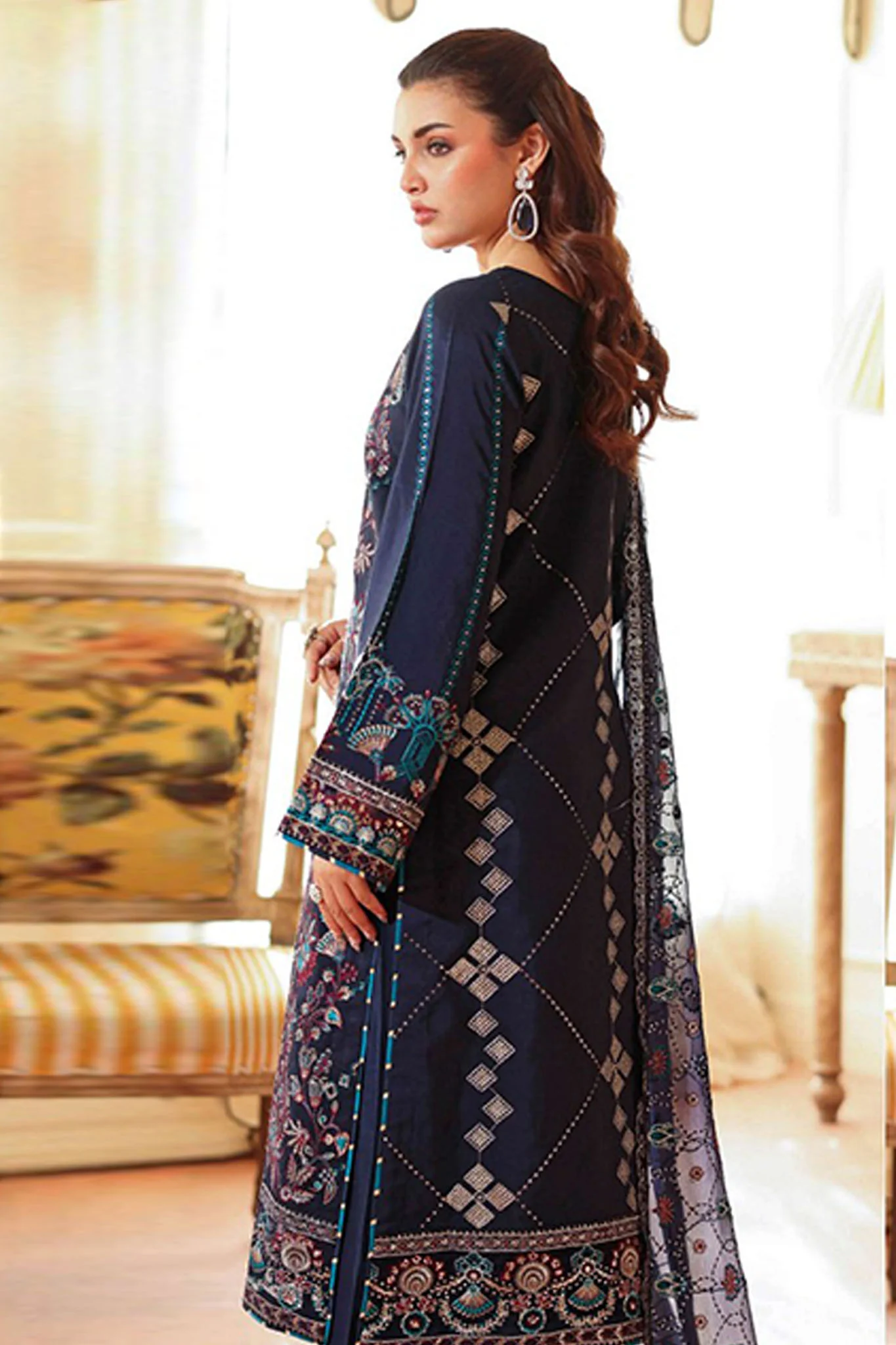 Aangan by Ramsha Unstitched 3 Piece Raw Silk Vol-02 Suit-AA-201 - Image 3