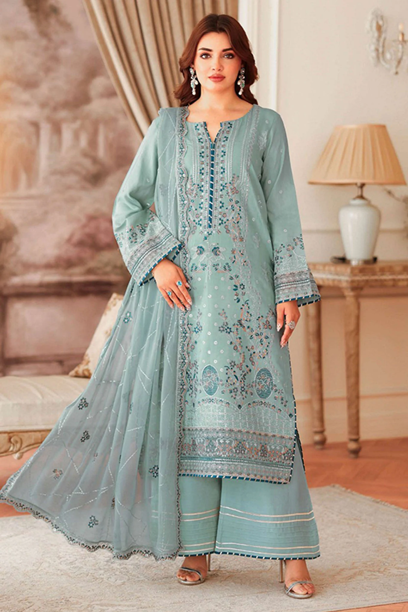 Aangan by Ramsha Unstitched 3 Piece Raw Silk Vol-02 Suit-AA-204