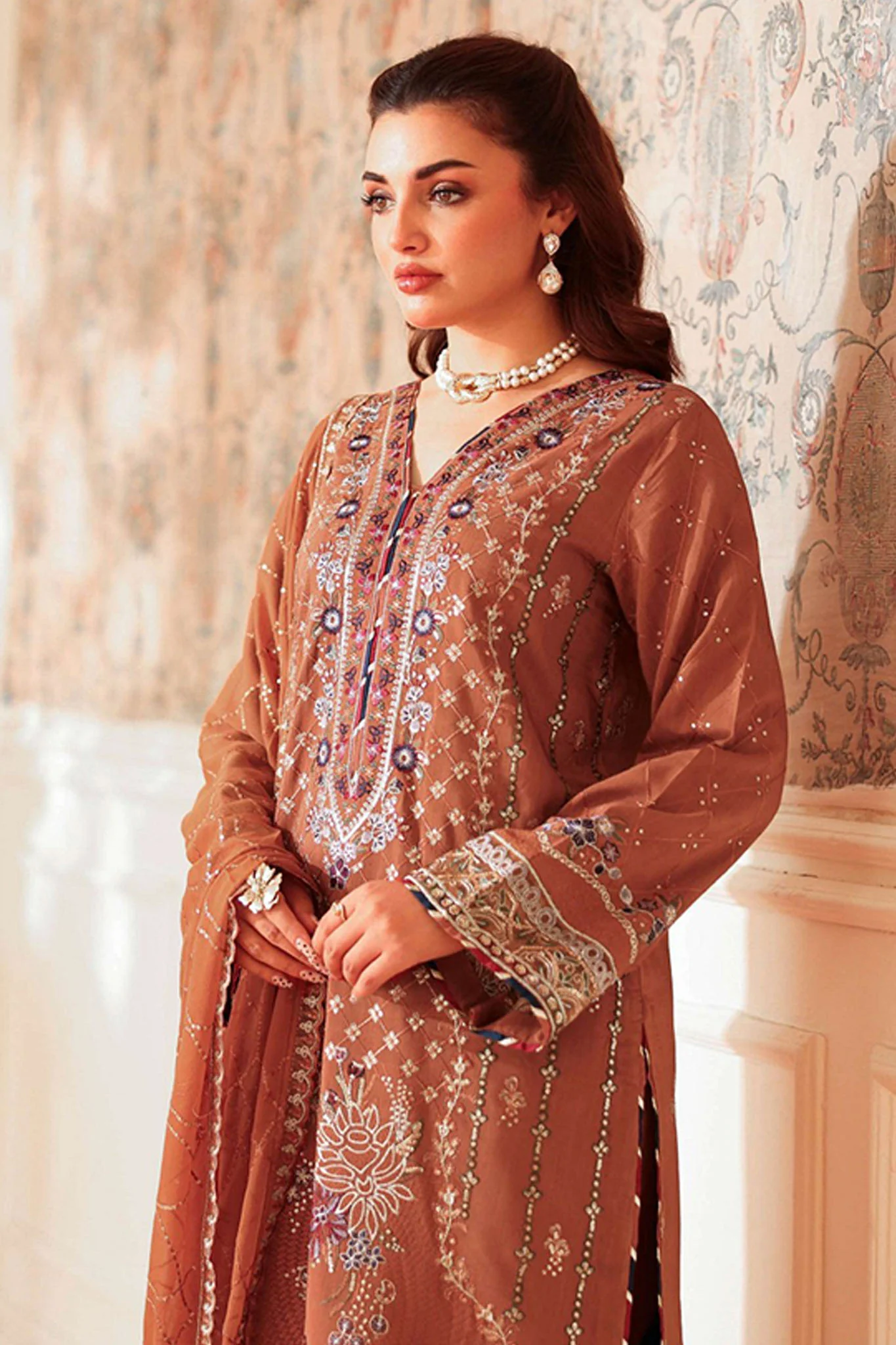 Aangan by Ramsha Unstitched 3 Piece Raw Silk Vol-02 Suit-AA-205 - Image 4