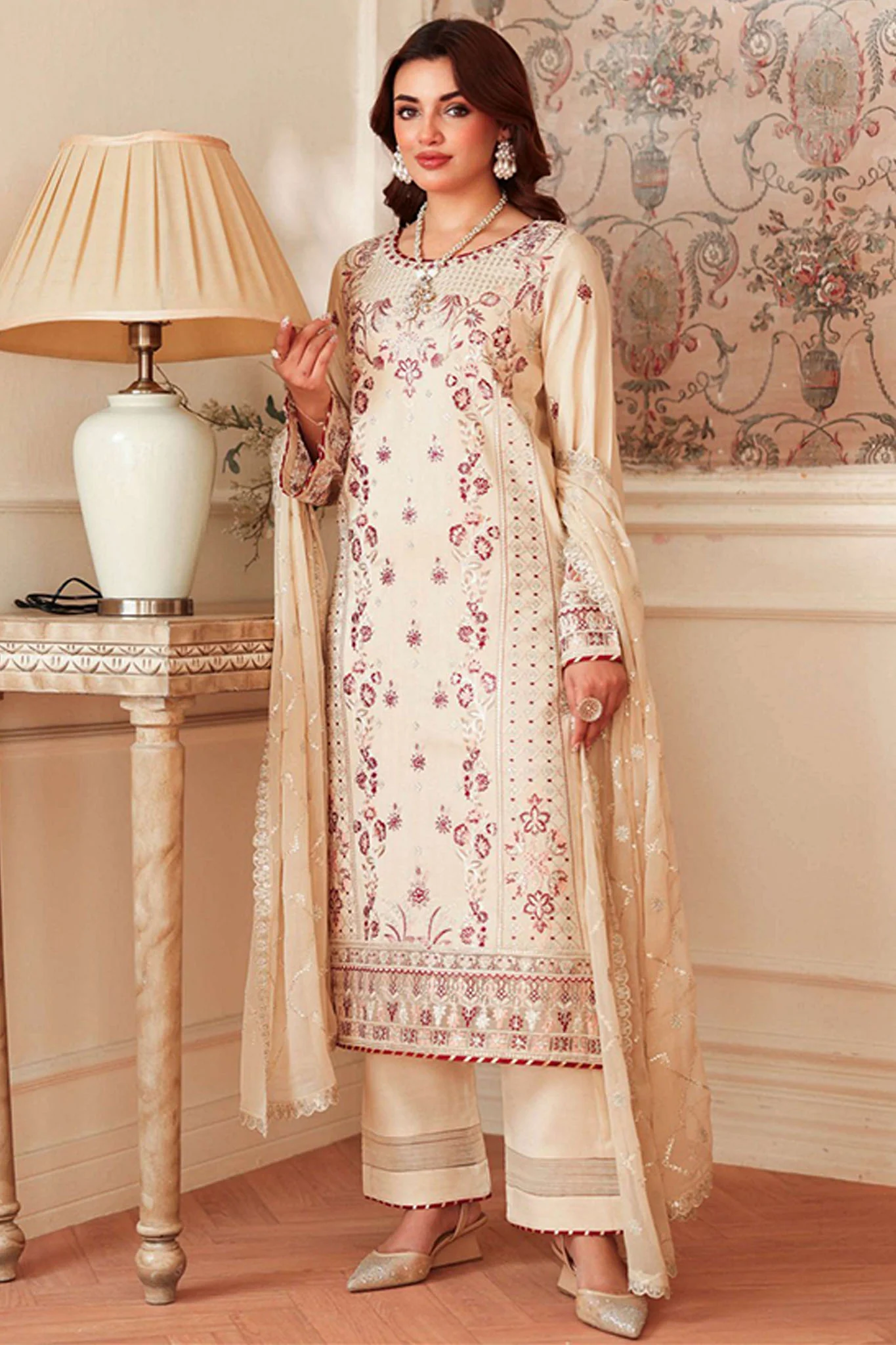 Aangan by Ramsha Unstitched 3 Piece Raw Silk Vol-02 Suit-AA-207 - Image 3