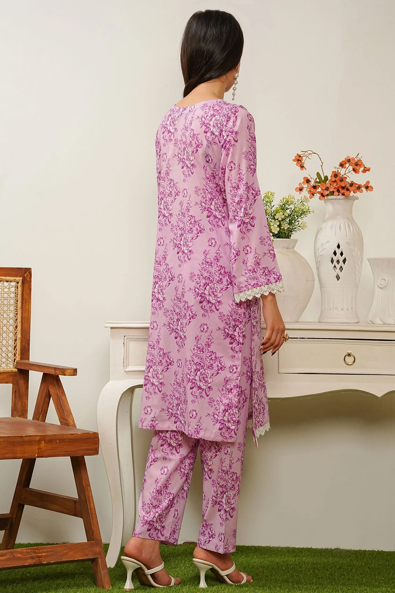 Aizal Stitched 2 Piece Co Ords Prints Suit-A-C-673-L PURPLE - Image 3