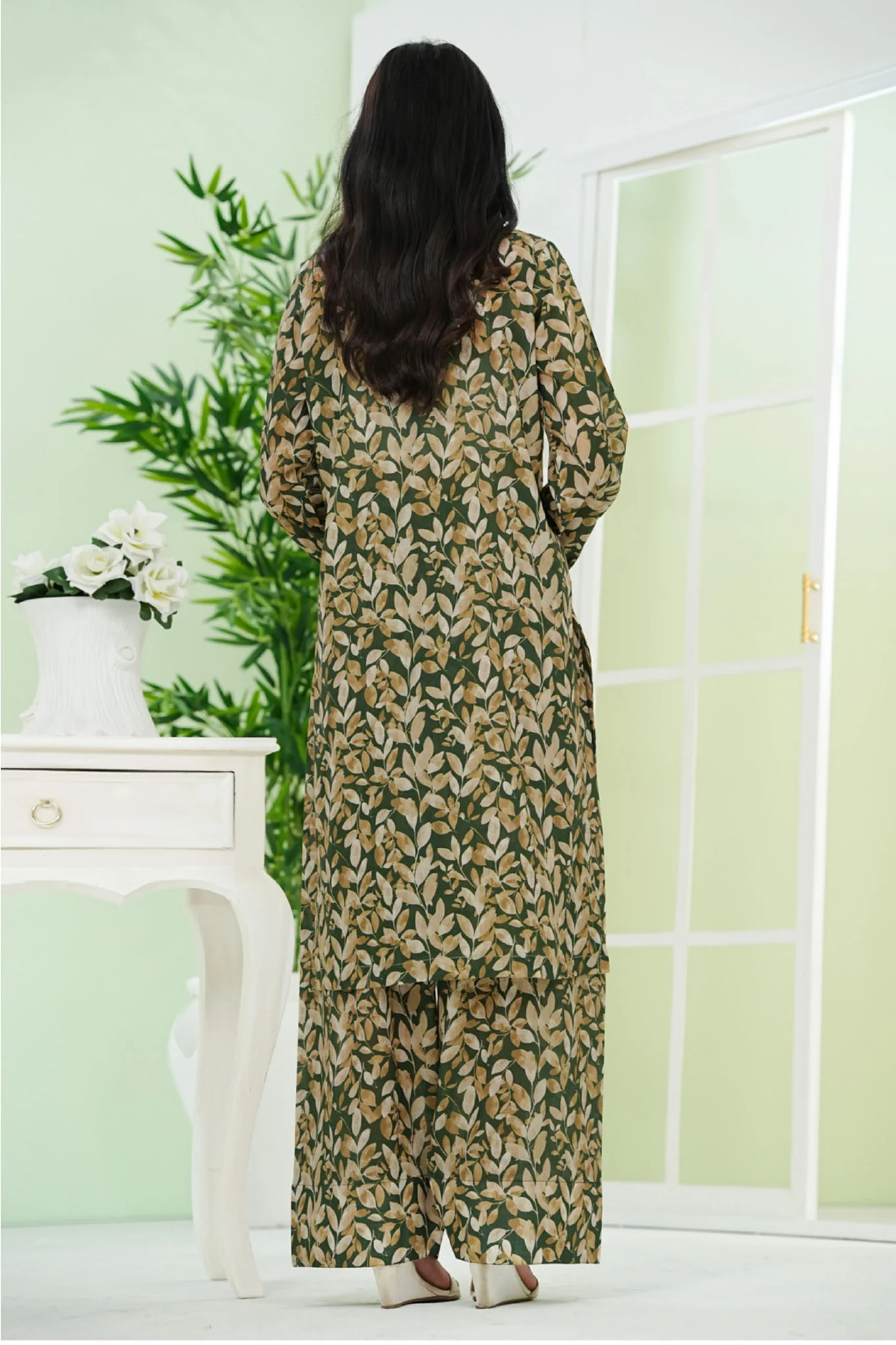 Aizal Stitched 2 Piece Co Ords Prints 2 Suit-AC2-676-Dark Green - Image 3