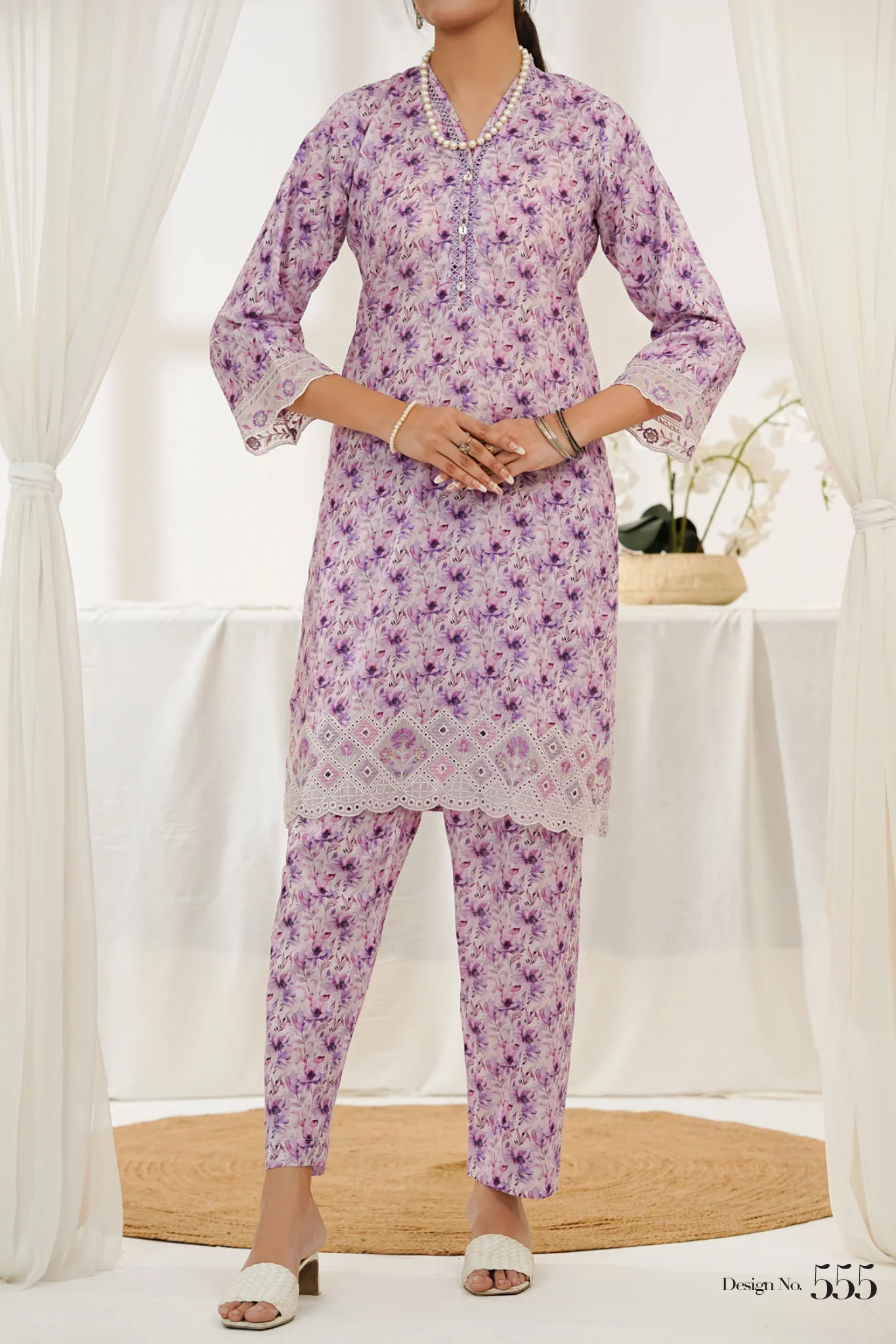 Aizal Stitched Embroidered Co Ords Suit-ACO-555-Pink