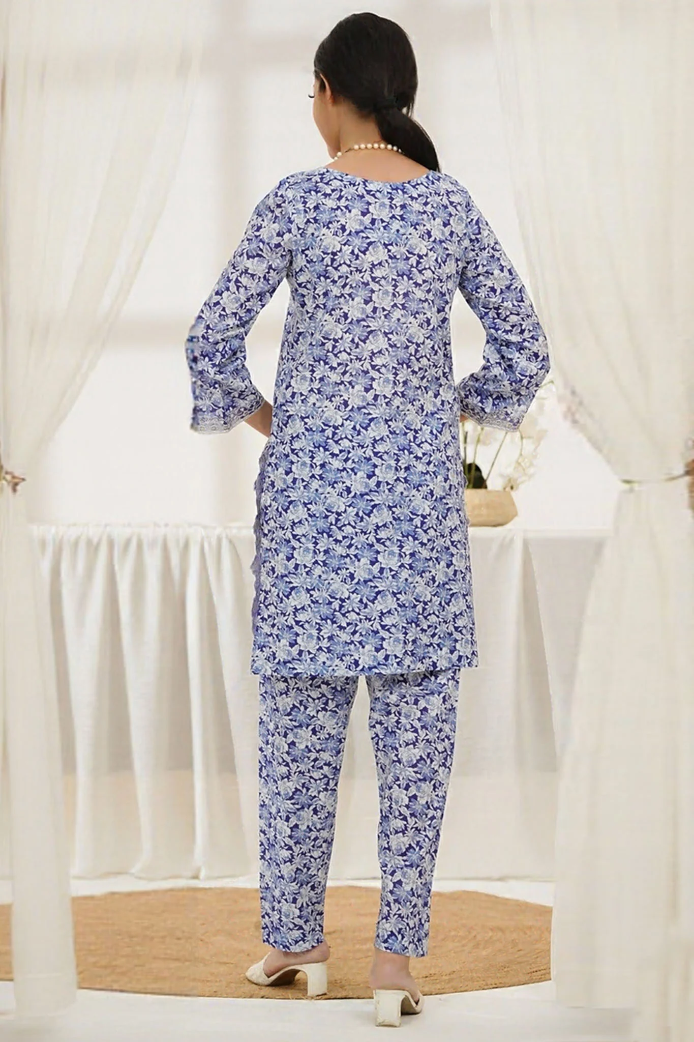 Aizal Stitched Embroidered Co Ords Suit-ACO-560-Purple - Image 3