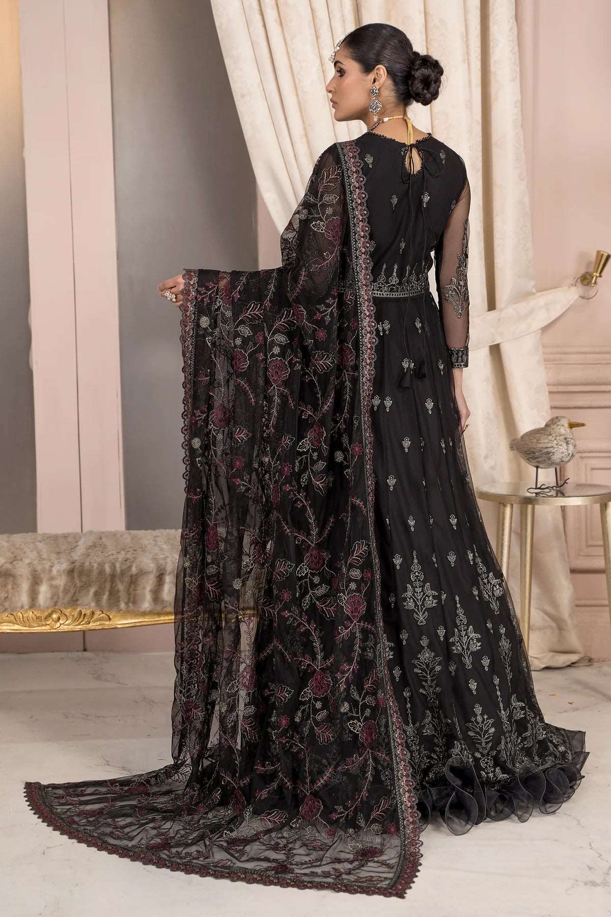Afreen by Zarif Unstitched 3 Piece Festive Formal Suit-ZA-03-Black Affair - Image 3