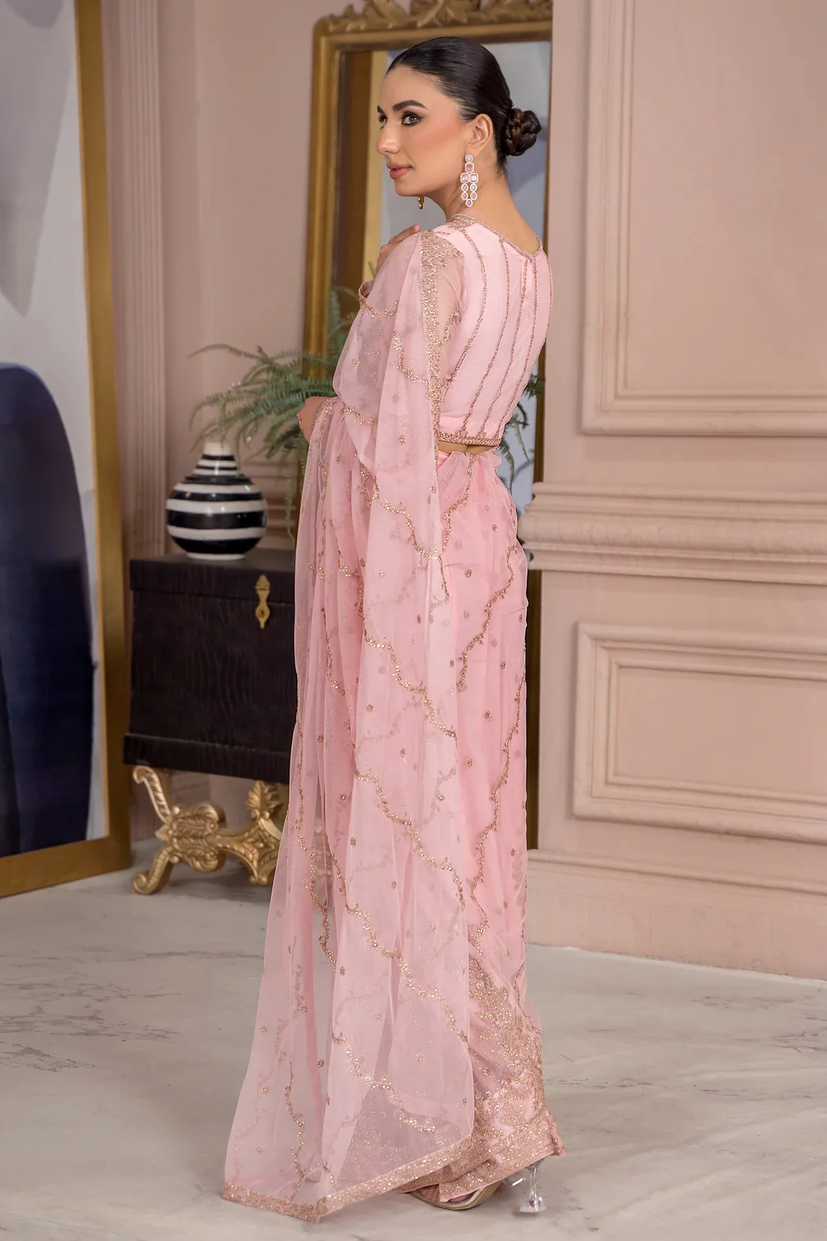 Afreen by Zarif Unstitched 3 Piece Festive Formal Suit-ZA-06-French Rose - Image 3
