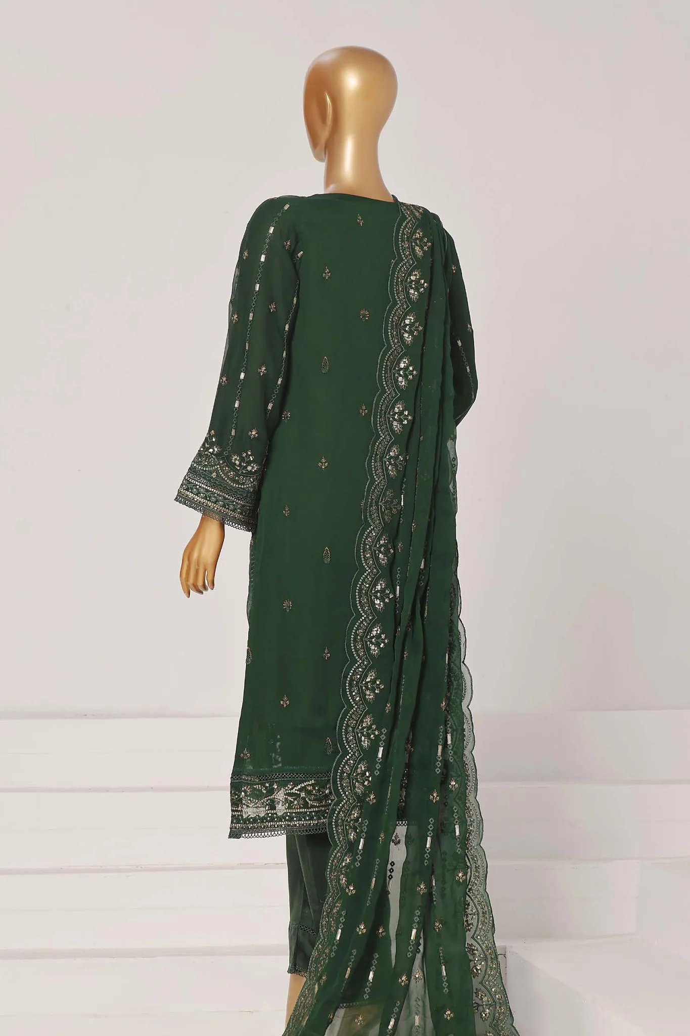 Afsanay By Sada Bahar Stitched 3 Piece Luxury Chiffon Vol-07 Limited Edition Suit-CR-7-Green - Image 3