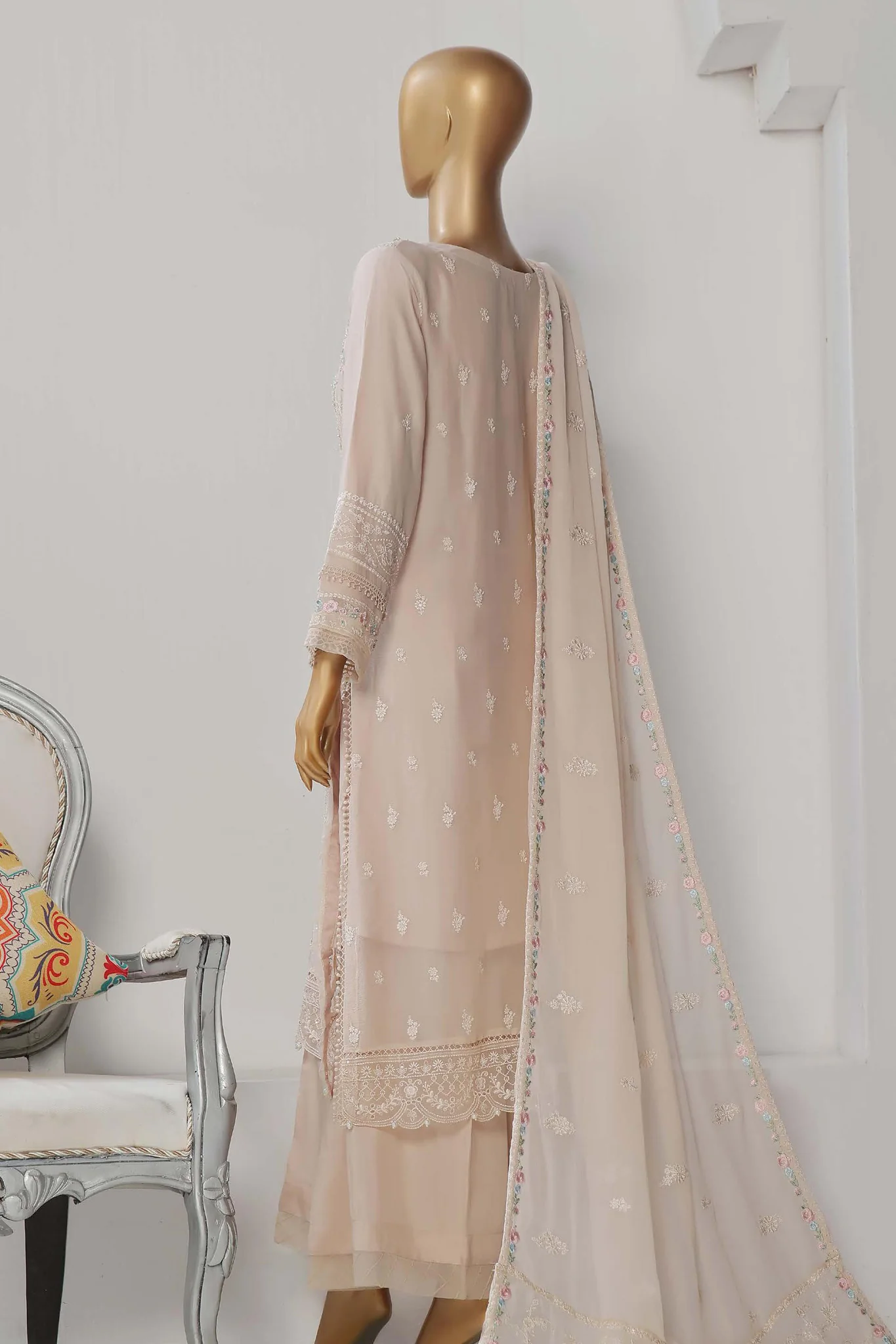 Afsany By Sada Bahar Stitched 3 Piece Luxury Formals Chiffon Vol-08 Suit-Flora-Skin - Image 3