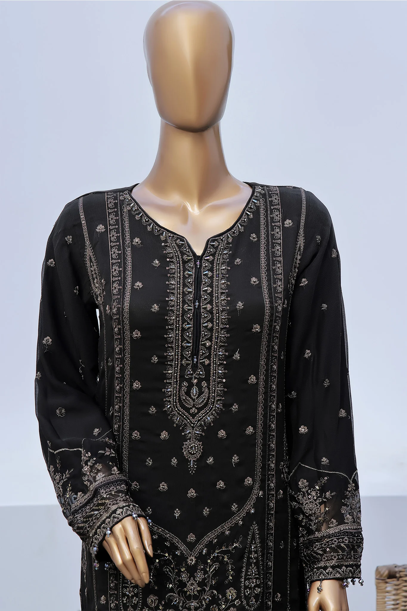 Afsany By Sada Bahar Stitched 3 Piece Luxury Formals Chiffon Vol-09 Suit-CR-13-Mehendi - Image 2