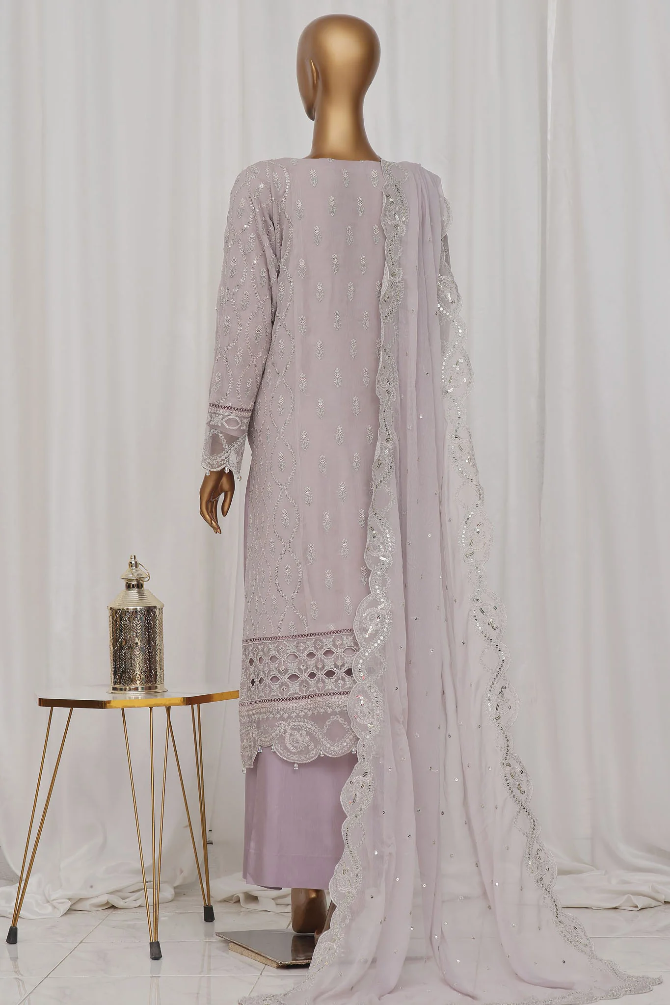 Afsany By Sada Bahar Stitched 3 Piece Luxury Formals Chiffon Vol-10 Suit-Coral-Lilac - Image 3