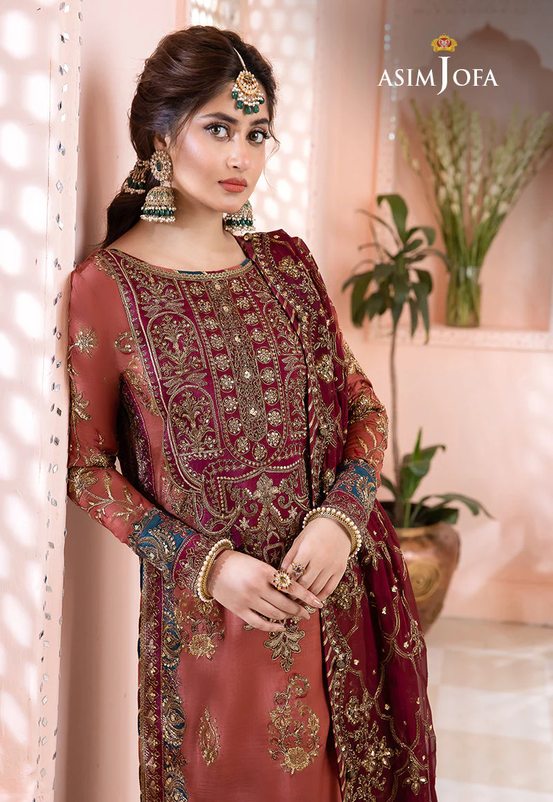 Asim Jofa Chandni '23 Ajcc-01 Designers Stitched Embroidered Raw Silk 3 Pcs - Image 3