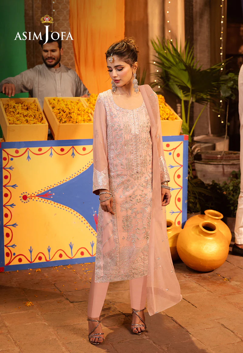 Asim Jofa Chamak Damak Pret Ajcdb-14 Embroidered Chiffon Stitched 3 Pcs
