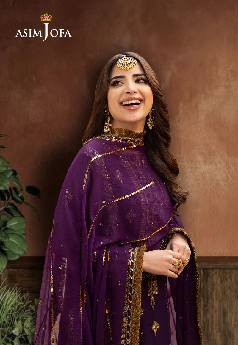 Asim Jofa Chamak Damak Pret Ajcdp-17 Embroidered Chiffon Stitched 3 Pcs - Image 4